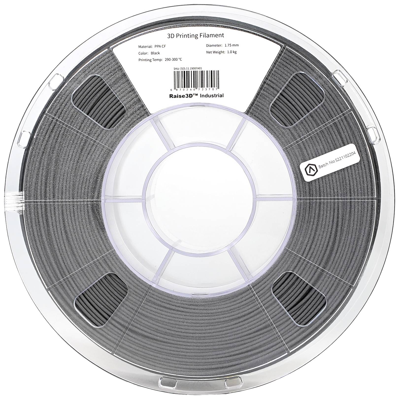 RAISE3D PMRA-1001 Industrial PPA CF Filament PPA 1.75mm 1000g Schwarz 1St.