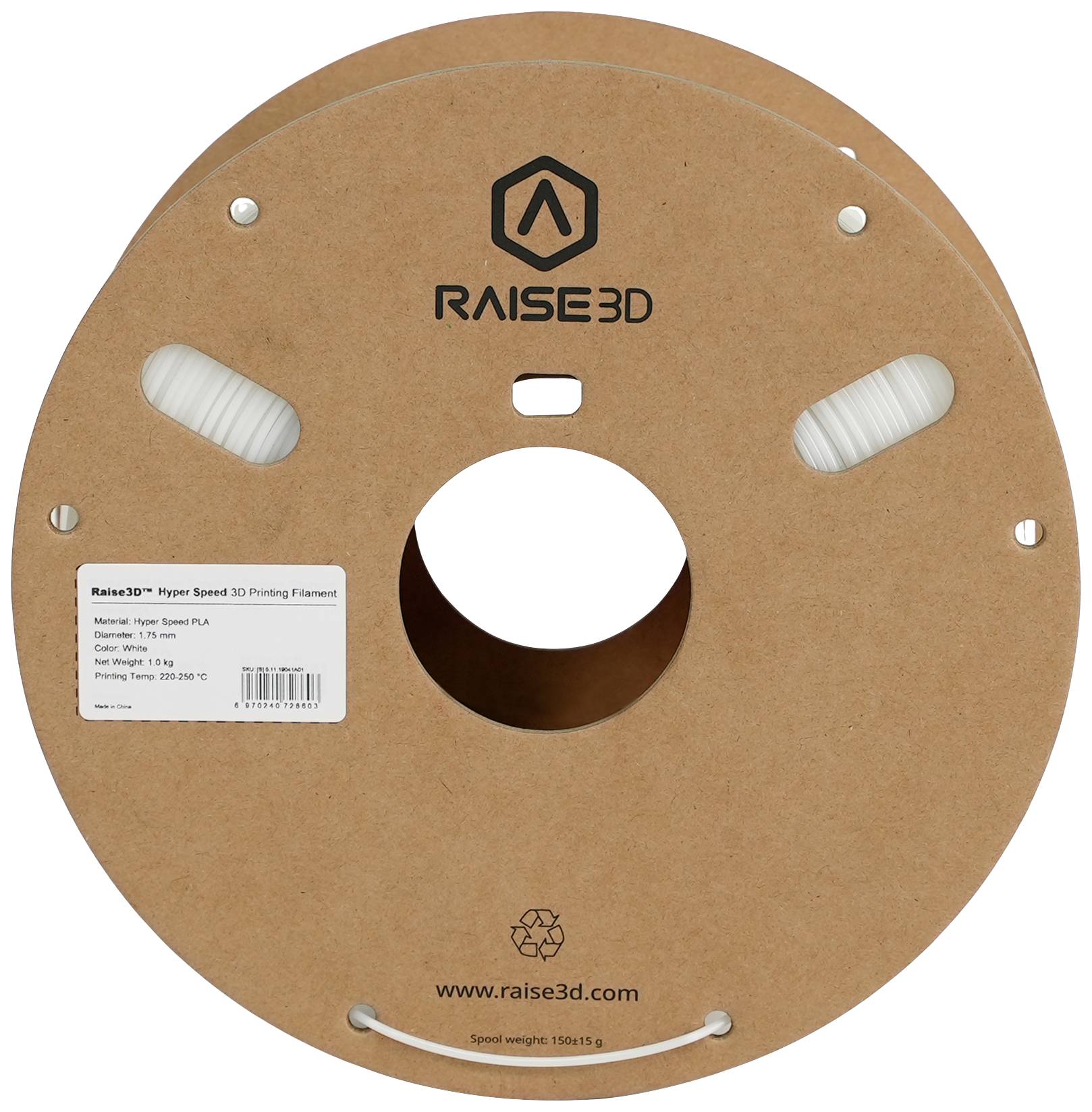 RAISE3D SPRA-1012 Hyper Speed White PLA Filament PLA Weiß 1St.