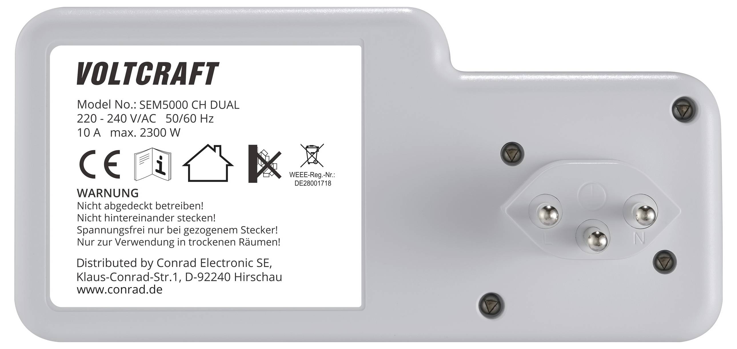VOLTCRAFT SEM5000 CH DUAL Energiekosten-Messgerät Kostenprognose, Alarmfunktion, Stromtarif einstellbar, Datenloggerfunktion