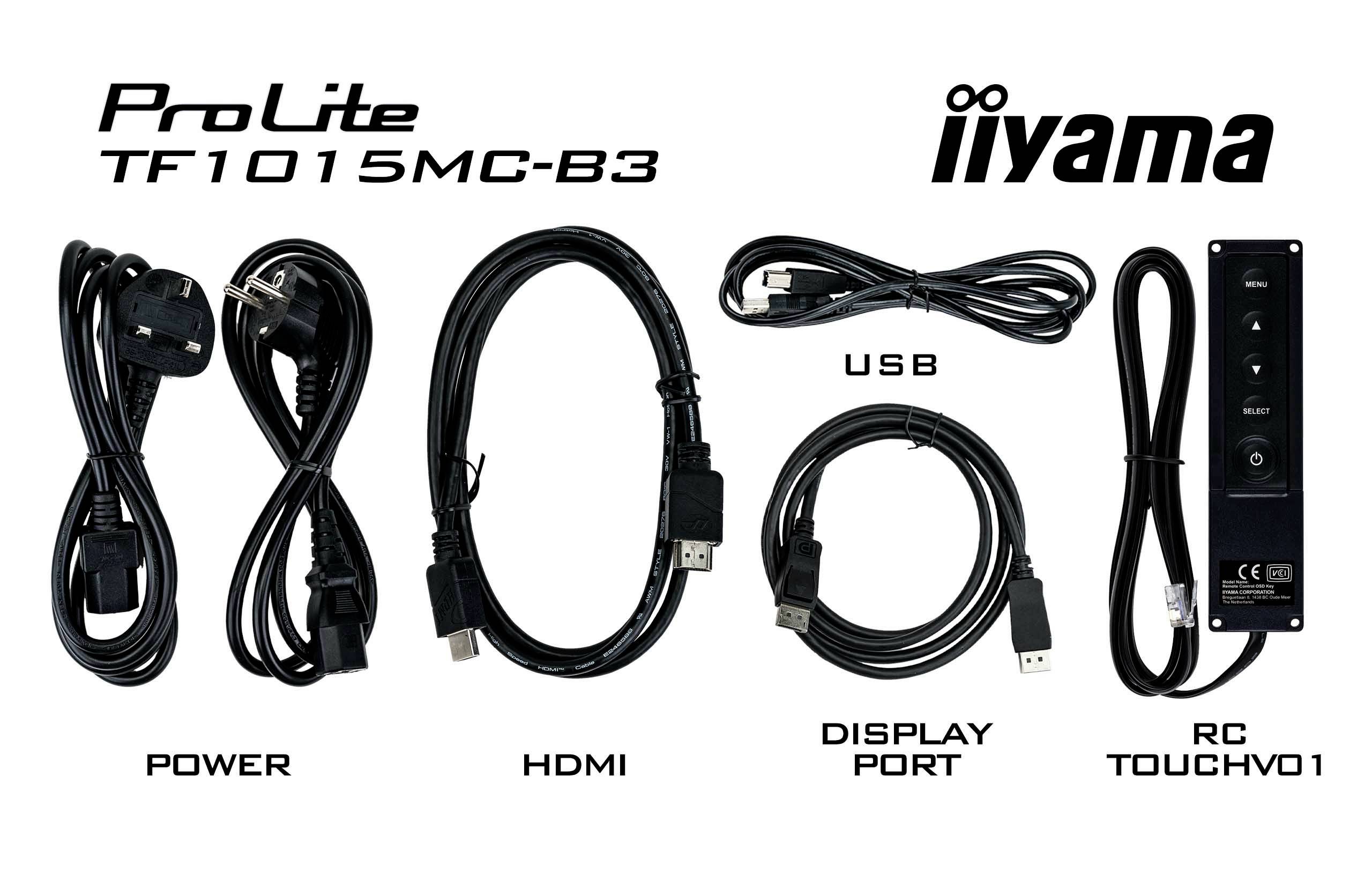 Iiyama ProLite TF1015MC-B3 Touchscreen-Monitor EEK: C (A - G) 25.7cm (10.1 Zoll) 1280 x 800 Pixel 16:10 29 ms HDMI®, DisplayPort