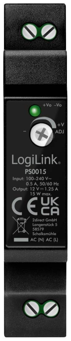 LogiLink PS0015 Hutschienen-Netzteil (DIN-Rail) 12V 1.25A 15W Inhalt 1St.