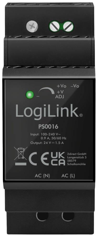 LogiLink PS0016 Hutschienen-Netzteil (DIN-Rail) 24V 1.5A 36W Inhalt 1St.