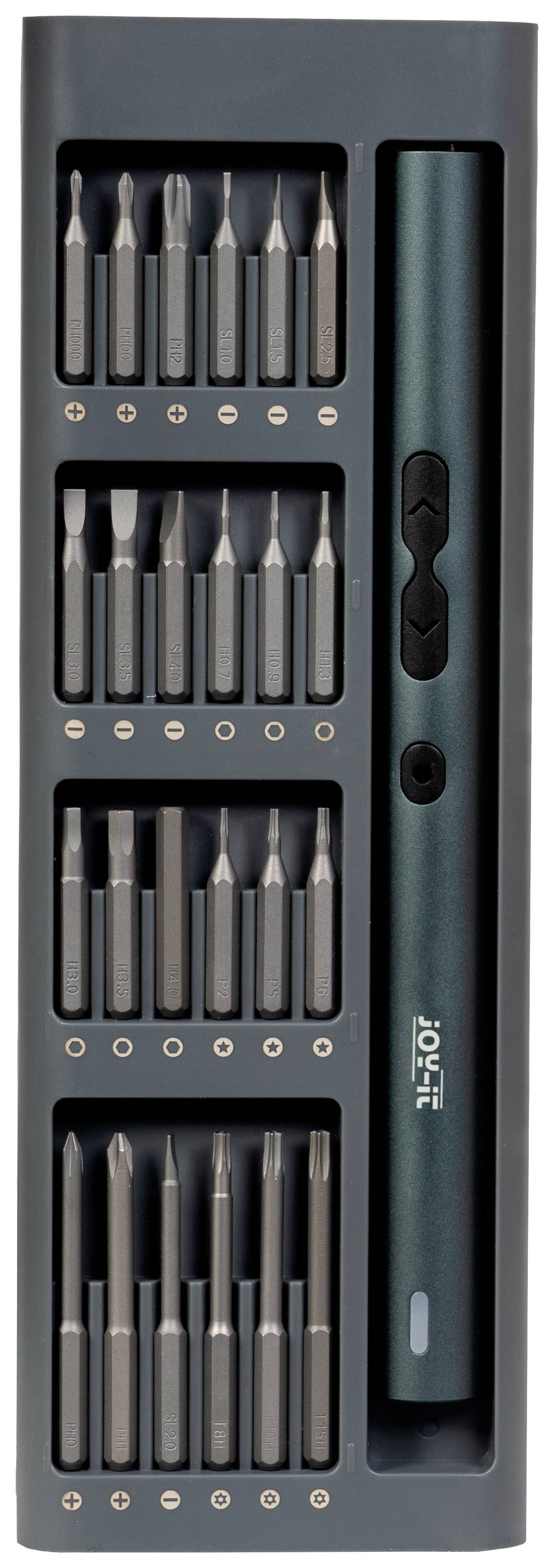 Joy-it WE-0002 Werkzeugset Schraubendreher, Akku-Multi-Tool magnetisch, im Koffer 62teilig