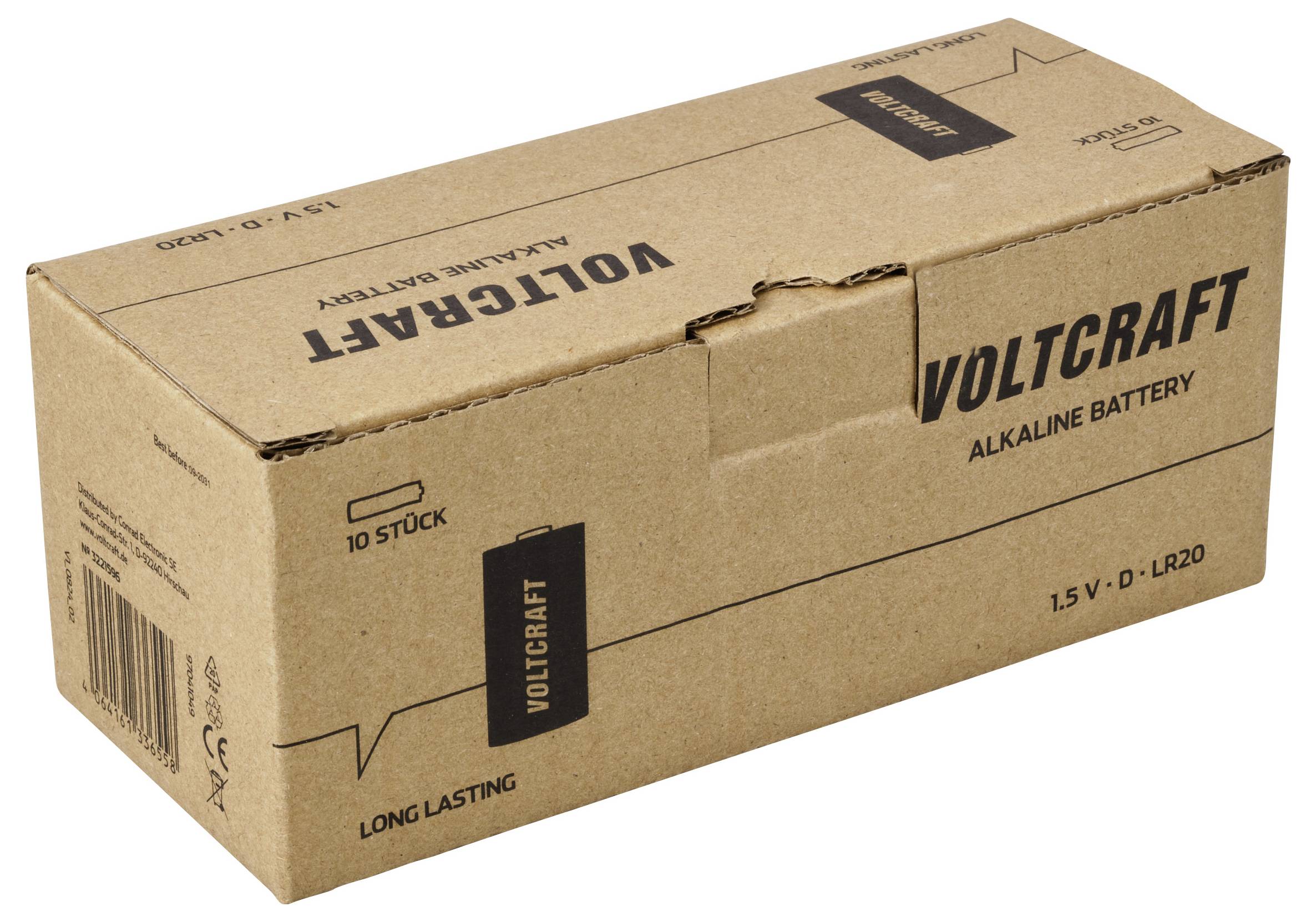 VOLTCRAFT VC-16107980 Mono (D)-Batterie Alkali-Mangan 18000 mAh 1.5V 10St.