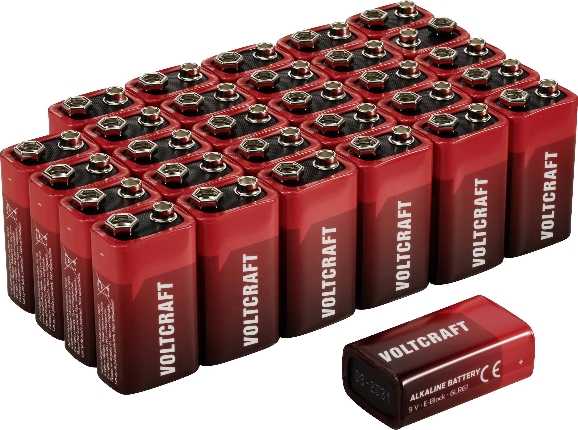 VOLTCRAFT VC-16107990 9 V Block-Batterie Alkali-Mangan 550 mAh 9 V 30 St.