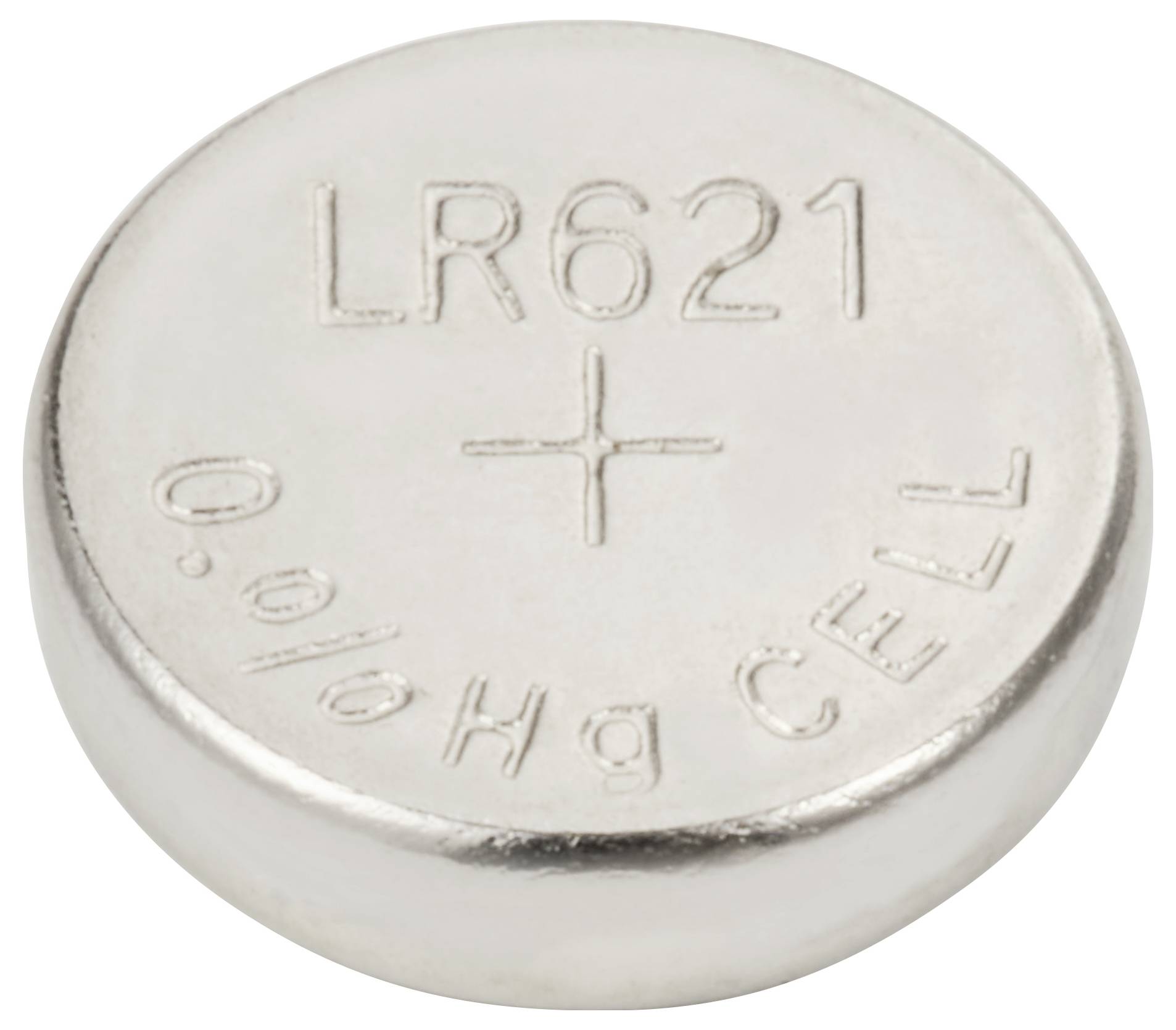 Knopfzellenbatterie mit der Aufschrift LR621, 0% Hg CELL.