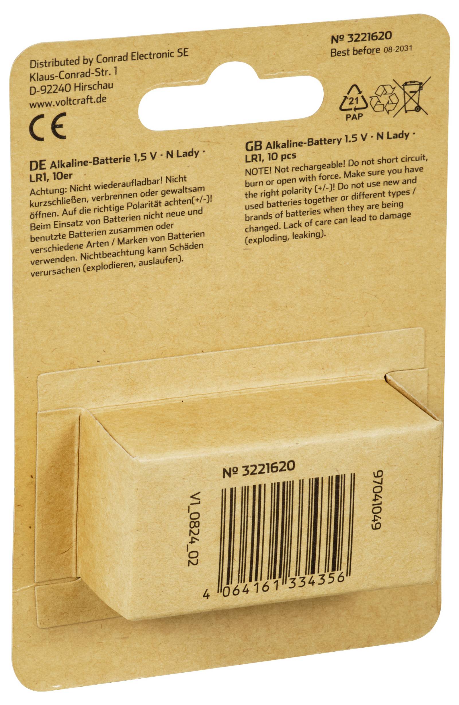 VOLTCRAFT VC-16108100 Lady (N)-Batterie Alkali-Mangan 880 mAh 1.5V 10St.