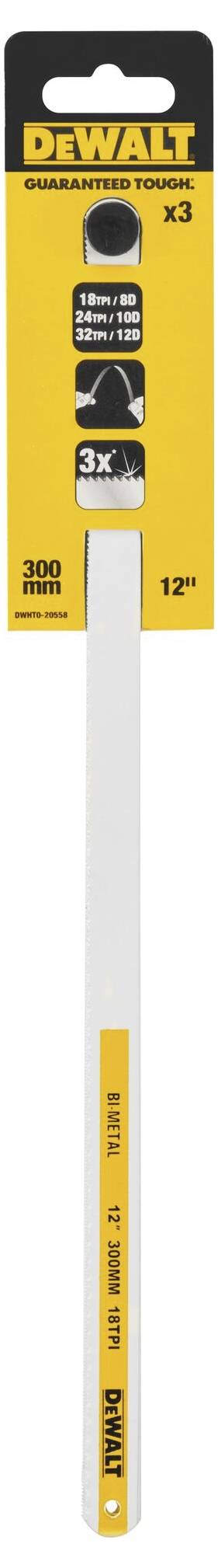 DEWALT Bi-Metall-Sägeblätter 300mm 3er mit 18 / 24 / 32 TPI DWHT0-20558