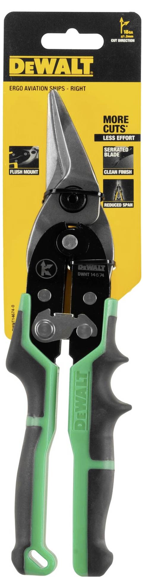 DEWALT Blechschere ERGO, rechts grün DWHT14674-0