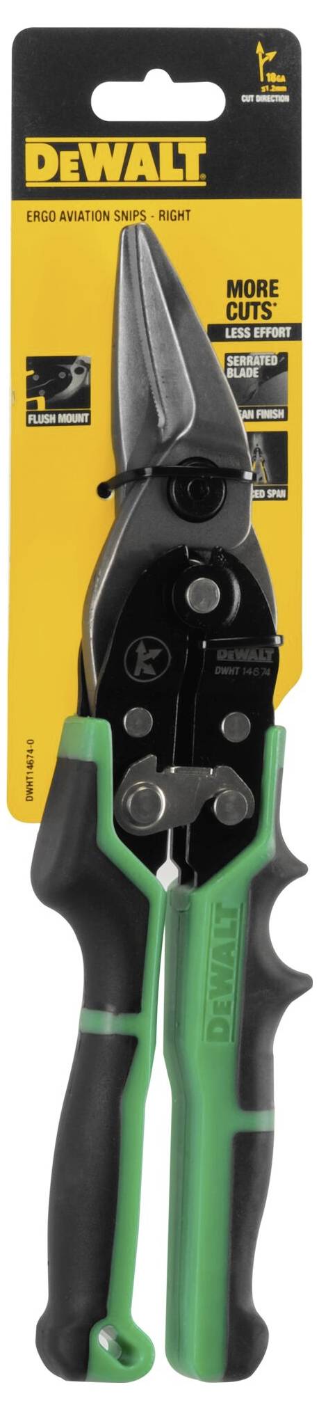 DEWALT Blechschere ERGO, rechts grün DWHT14674-0