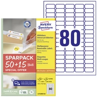 Avery-Zweckform L4732REV-65 Universal-Etiketten 35.6 x 16.9mm Papier Weiß 65 Blatt Wiederablösbar Tintenstrahldrucker Avery-Zweckform L4732REV-65 Universal-Etiketten 35.6 x 16.9mm Papier Weiß 65 Blatt Wiederablösbar Tintenstrahldrucker