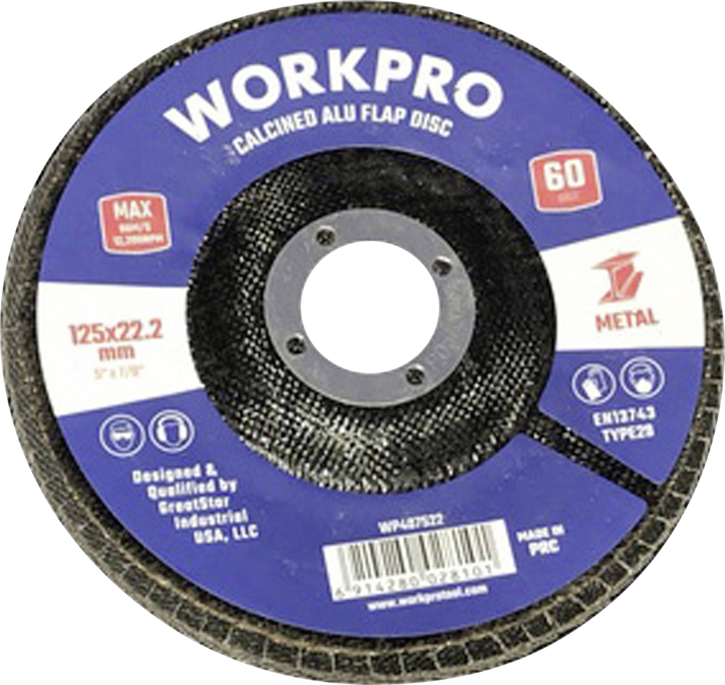 WorkPro WP407522 Fächerschleifscheibe Durchmesser 125mm Bohrungs-Ø 22.2mm 10St.