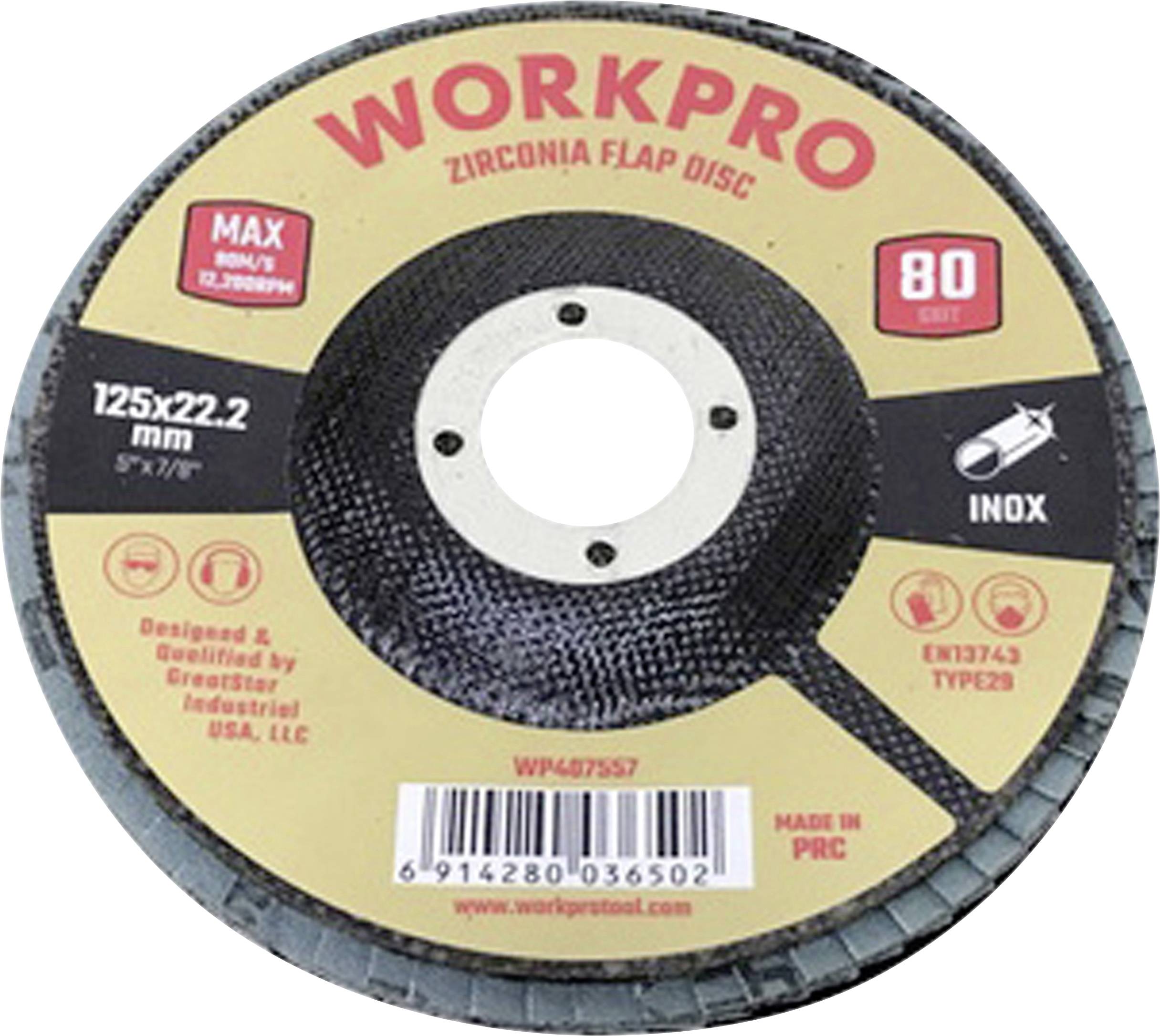 WorkPro WP407557 Fächerschleifscheibe Durchmesser 125 mm Bohrungs-Ø 22.2 mm 10 St.