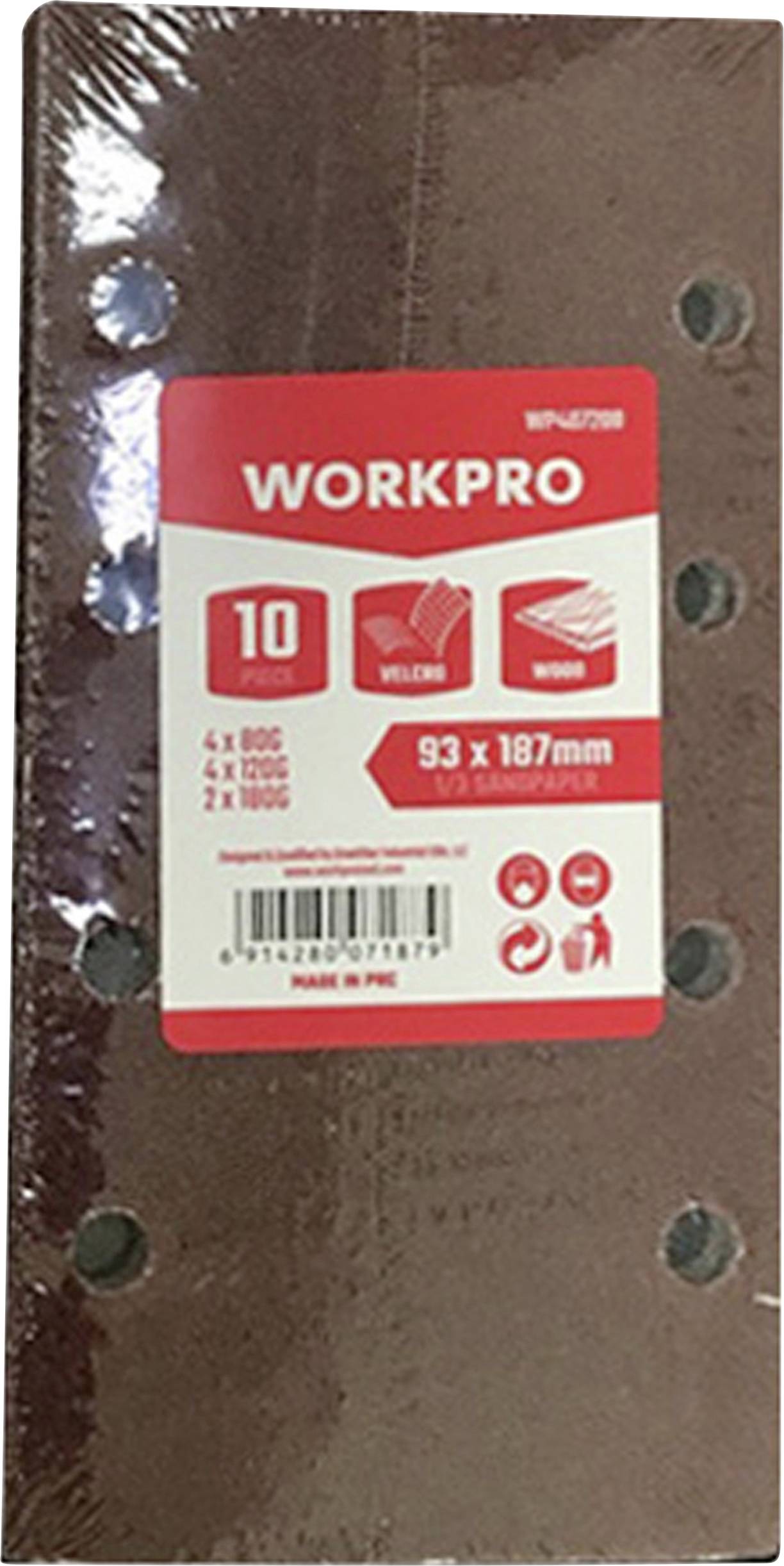 WorkPro WP407200 Schleifpapier mit Klett (L x B) 187 mm x 93 mm 10 St.