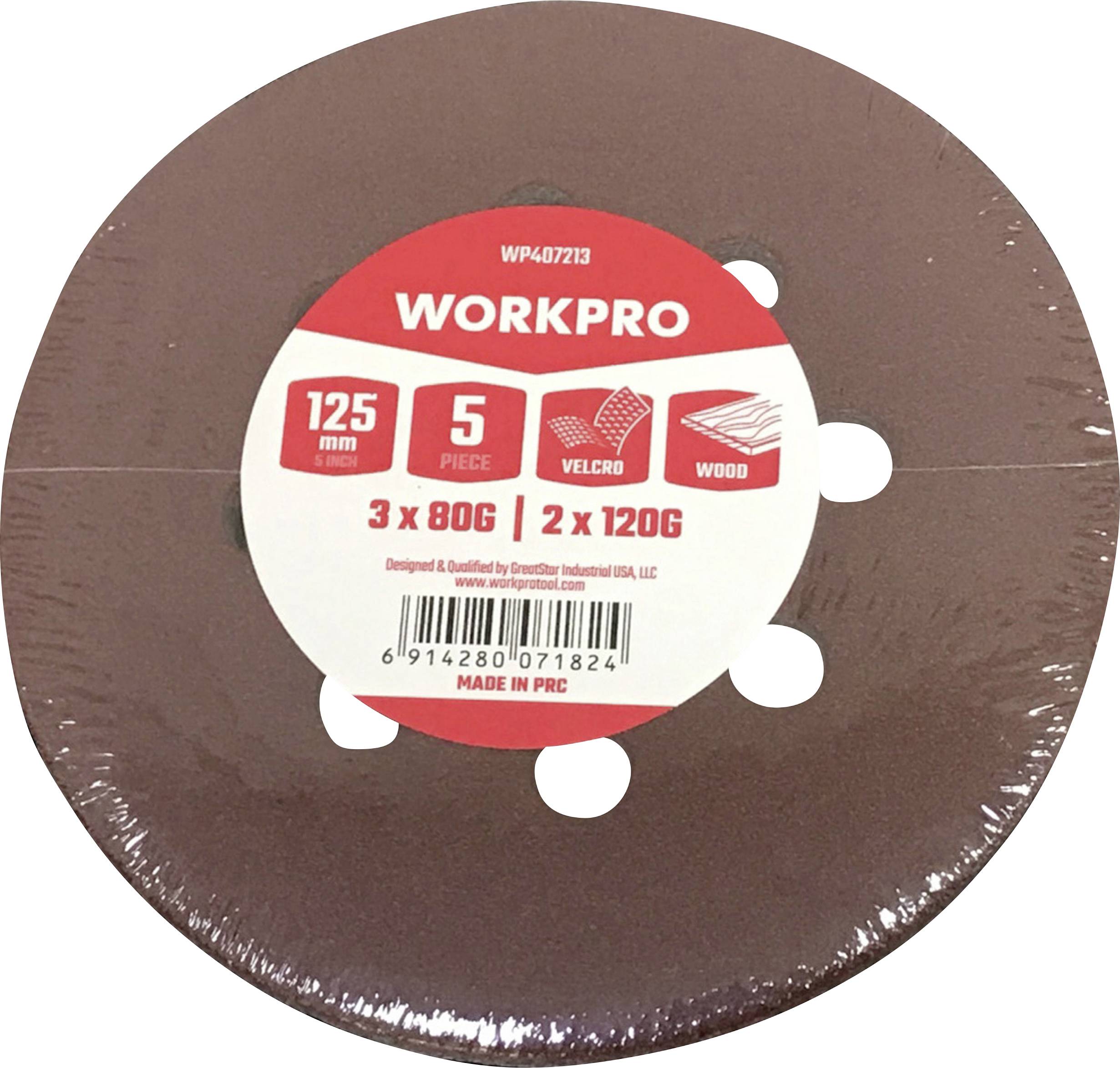 WorkPro WP407213 Schleifpapier für Schleifteller (Ø) 125mm 5St.