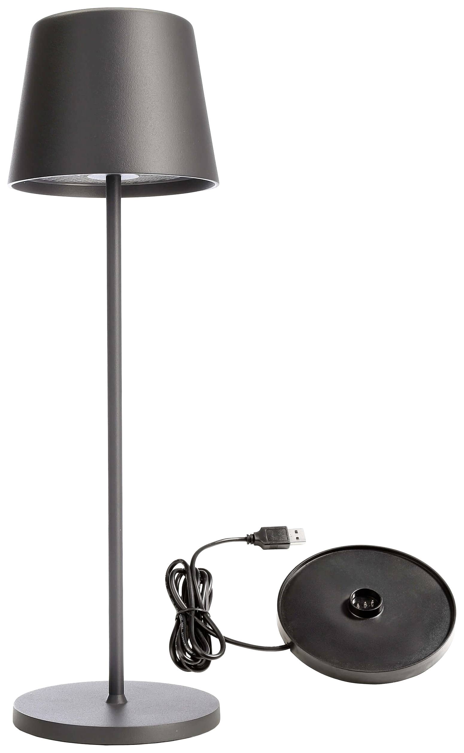 Deko Light 620201 Canis LED-Akku-Tischlampe 3.5W Warmweiß Grau