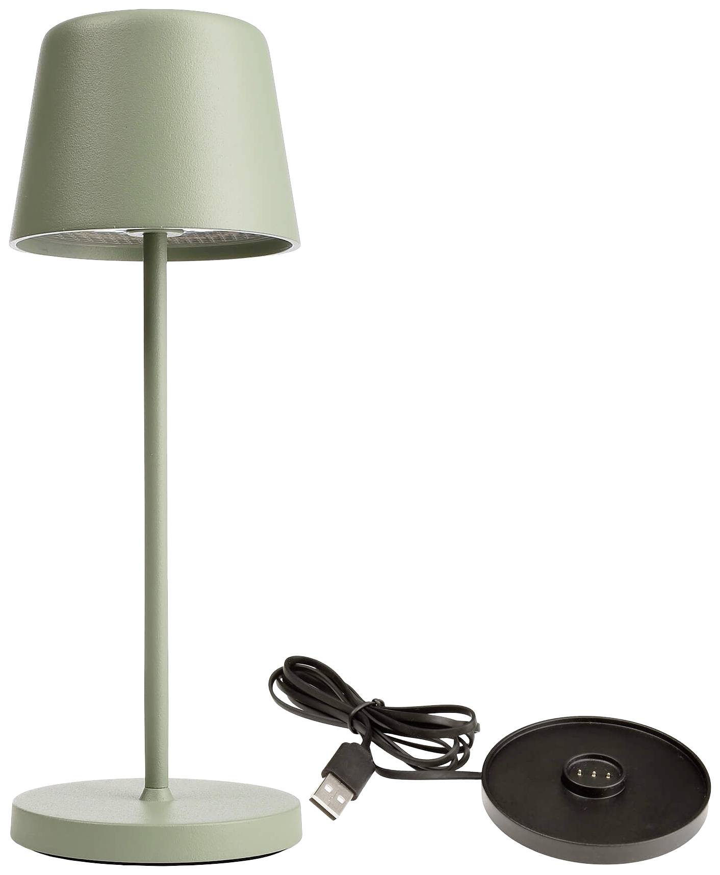 Deko Light 620203 Canis Mini LED-Akku-Tischlampe 2.3W Warmweiß Grau-Grün