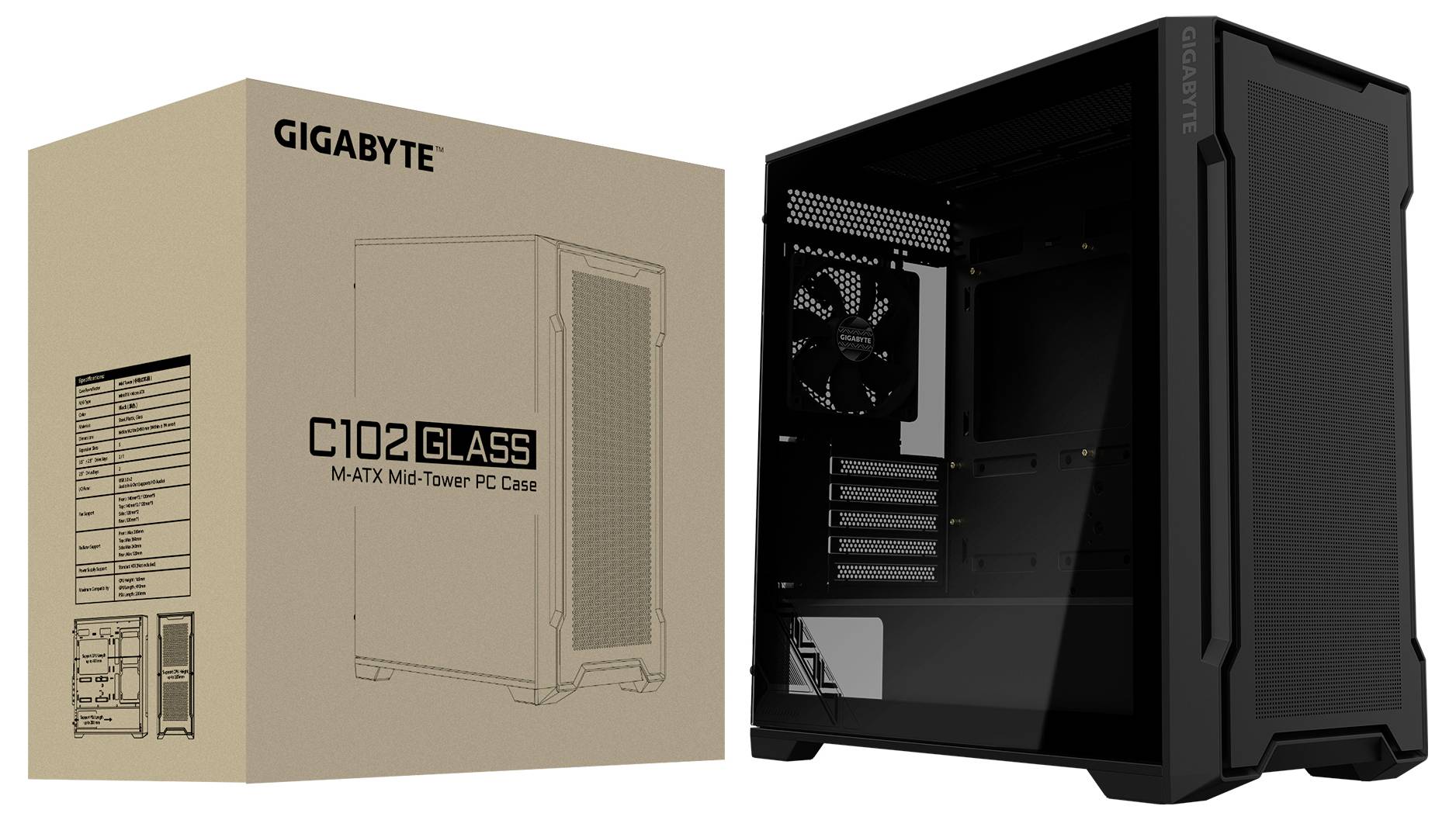 Gigabyte C102 GLASS Midi-Tower PC-Gehäuse Schwarz