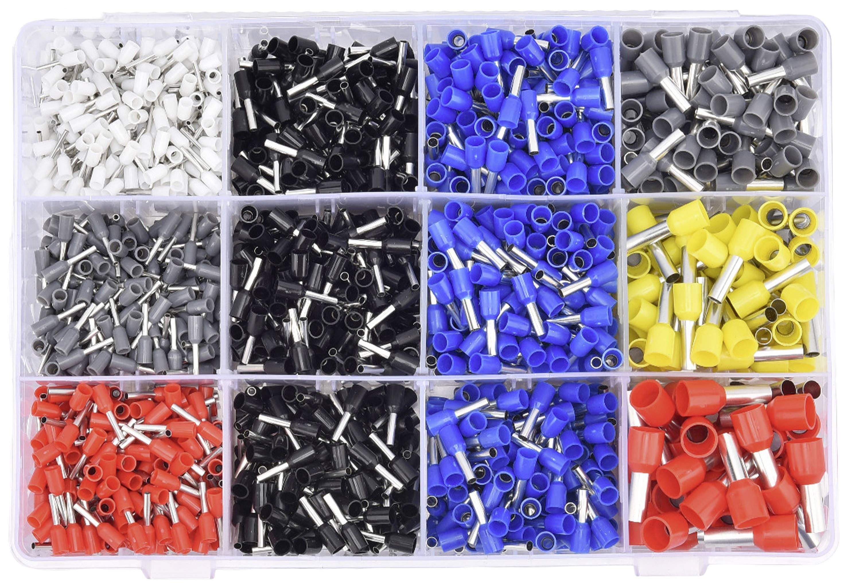 TRU COMPONENTS TC-12888372 Aderendhülsen-Sortiment 0.5 mm², 0.75 mm², 1 mm², 1.5 mm², 2.5 mm², 4 mm², 6 mm², 10mm² Teilisoliert