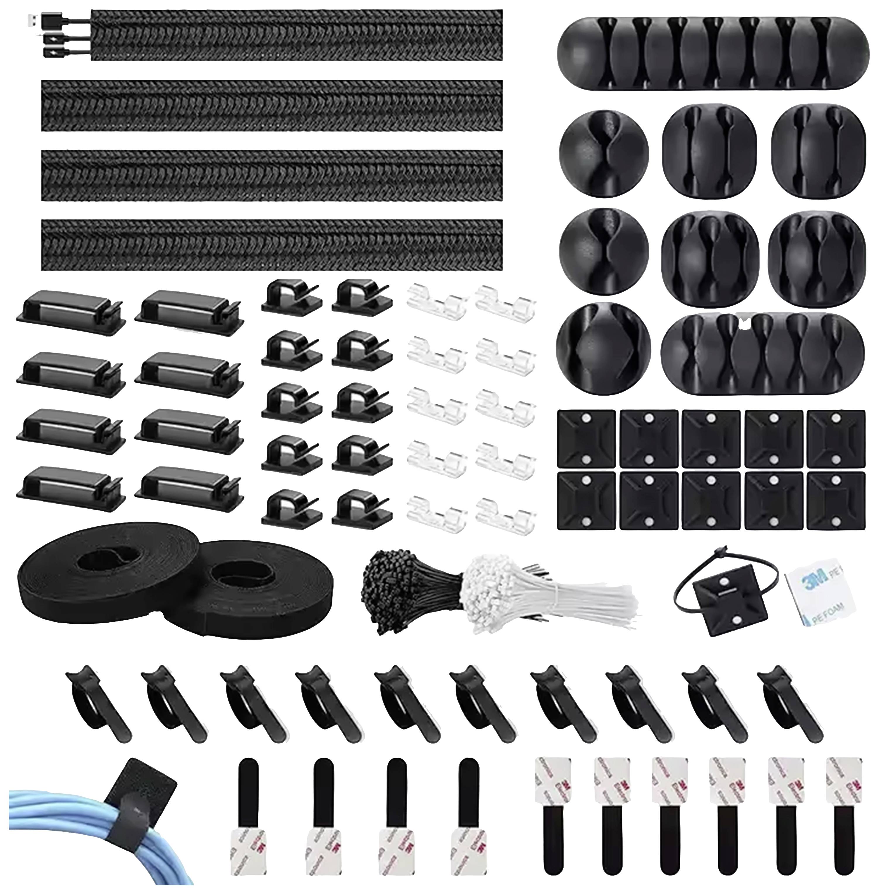 TRU COMPONENTS T23CA007 Kabelhalter-Sortimentsbox TC-12888384 Bündel-Ø-Bereich 1 bis 40mm Schwarz 1 Set