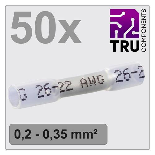 TRU COMPONENTS TC-12888396 Stoßverbinder mit Schrumpfschlauch 0.2 mm² 0.35 mm² Vollisoliert Weiß
