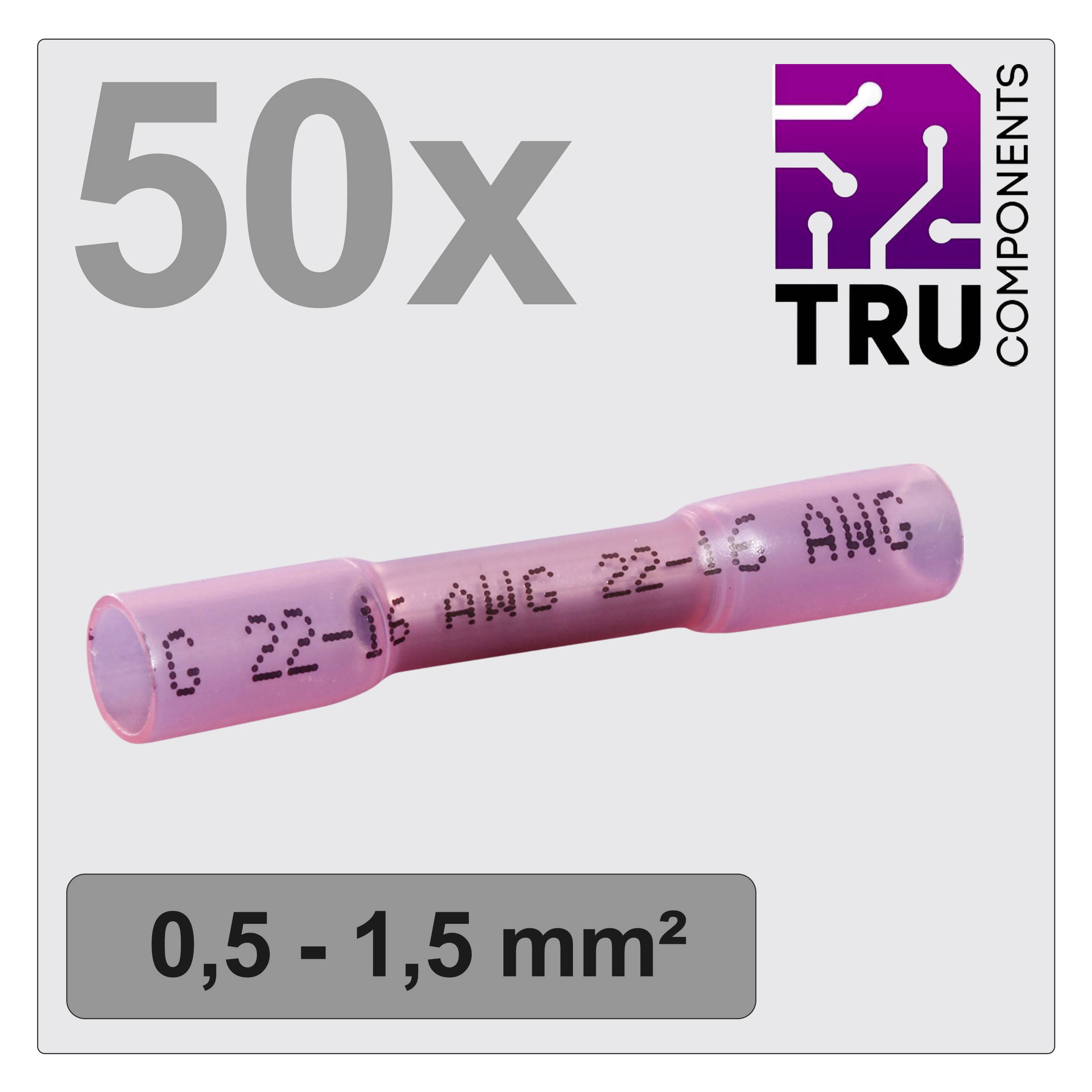 50 rosa Quetschverbinder für Kabel mit Querschnitt 0,5 bis 1,5 mm² von Marke TRU COMPONENTS.