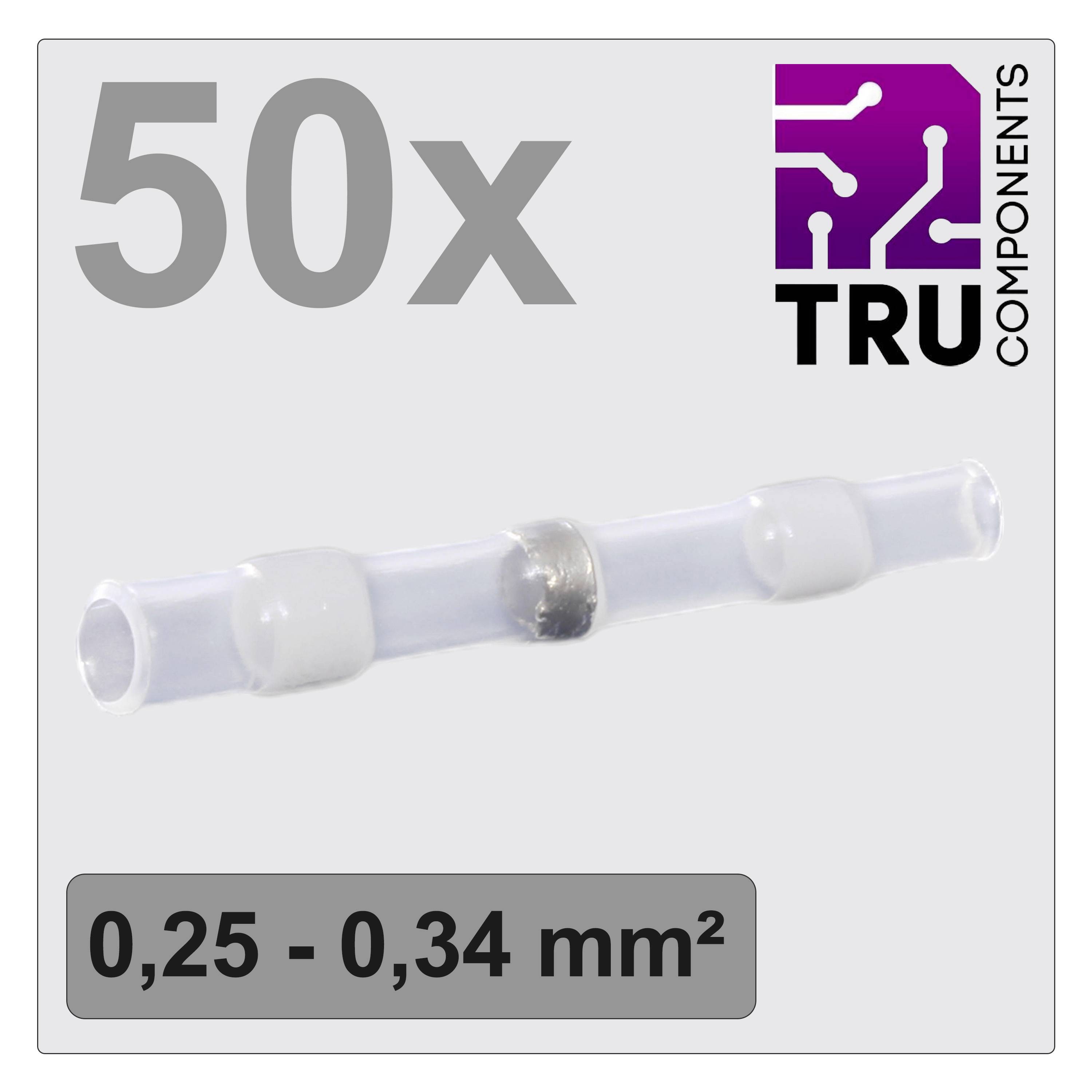 TRU COMPONENTS TC-12888416 Stoßverbinder mit Schrumpfschlauch 0.25mm² 0.34mm² Vollisoliert Weiß 50St.