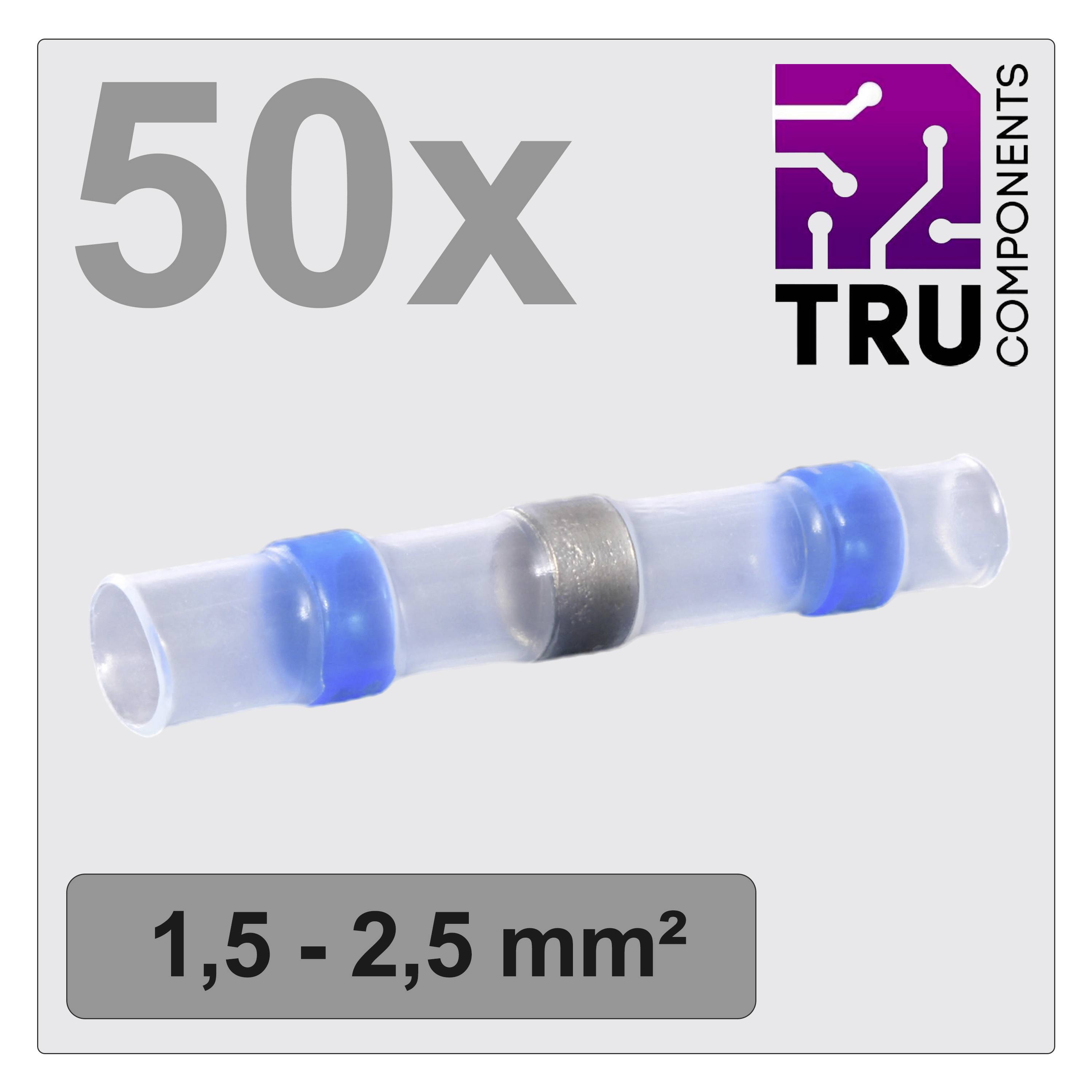 TRU COMPONENTS TC-12888424 Stoßverbinder mit Schrumpfschlauch 1.5mm² 2.5mm² Vollisoliert Blau 50St.