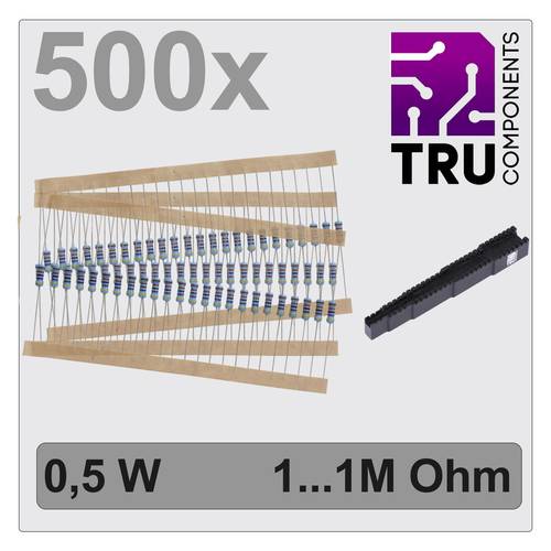TRU COMPONENTS TC-12888476 T22P082 Metallschicht-Widerstand Sortiment axial bedrahtet 0.5 W 1 % 500