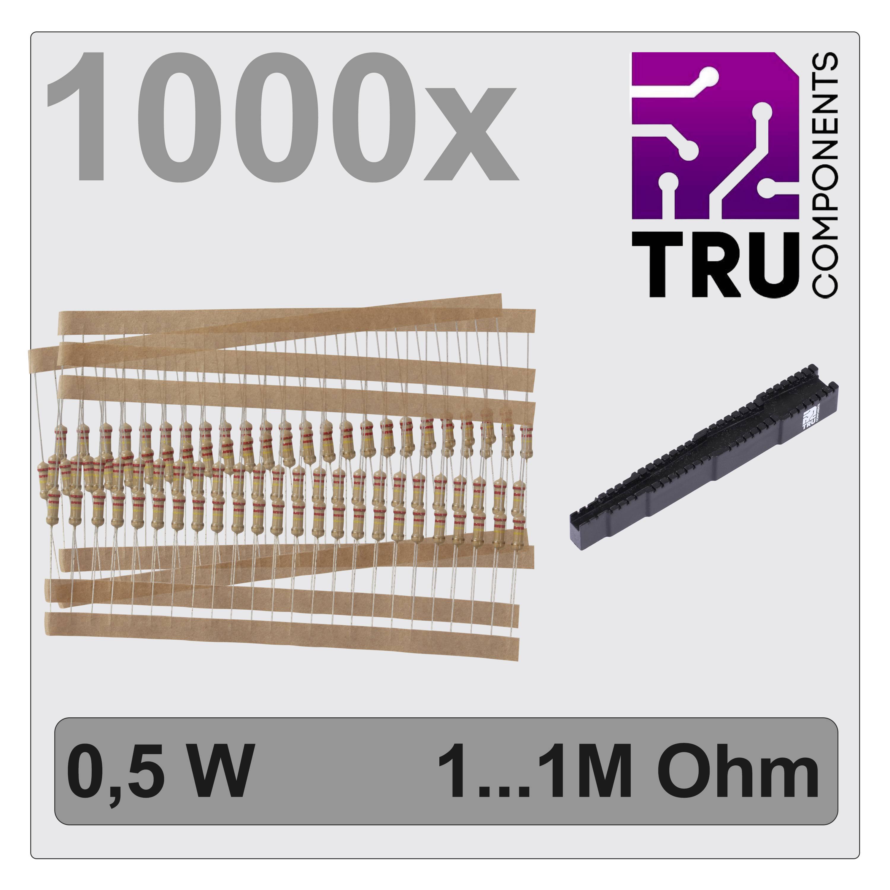 TRU COMPONENTS TC-12888492 T22P106 Kohleschicht-Widerstand Sortiment axial bedrahtet 0.5W 5% 1000St.