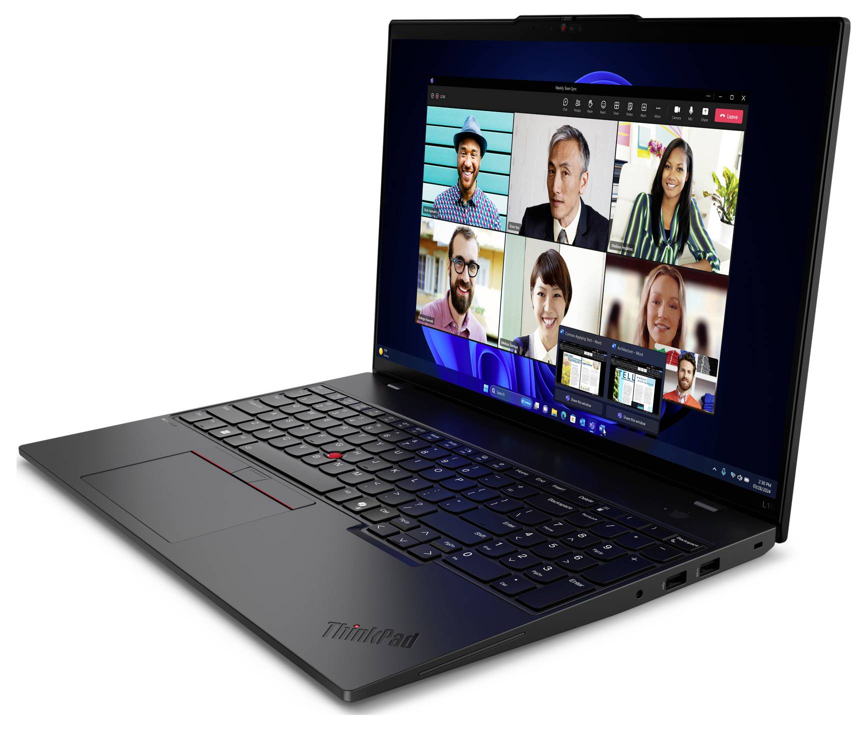 Lenovo Notebook ThinkPad L16 Gen 1 (Intel) 40.6 cm (16 Zoll) Full-HD+ Intel® Core™ Ultra 7 155U 512 GB SSD Deutsch, QWERTZ Schwarz 21L300