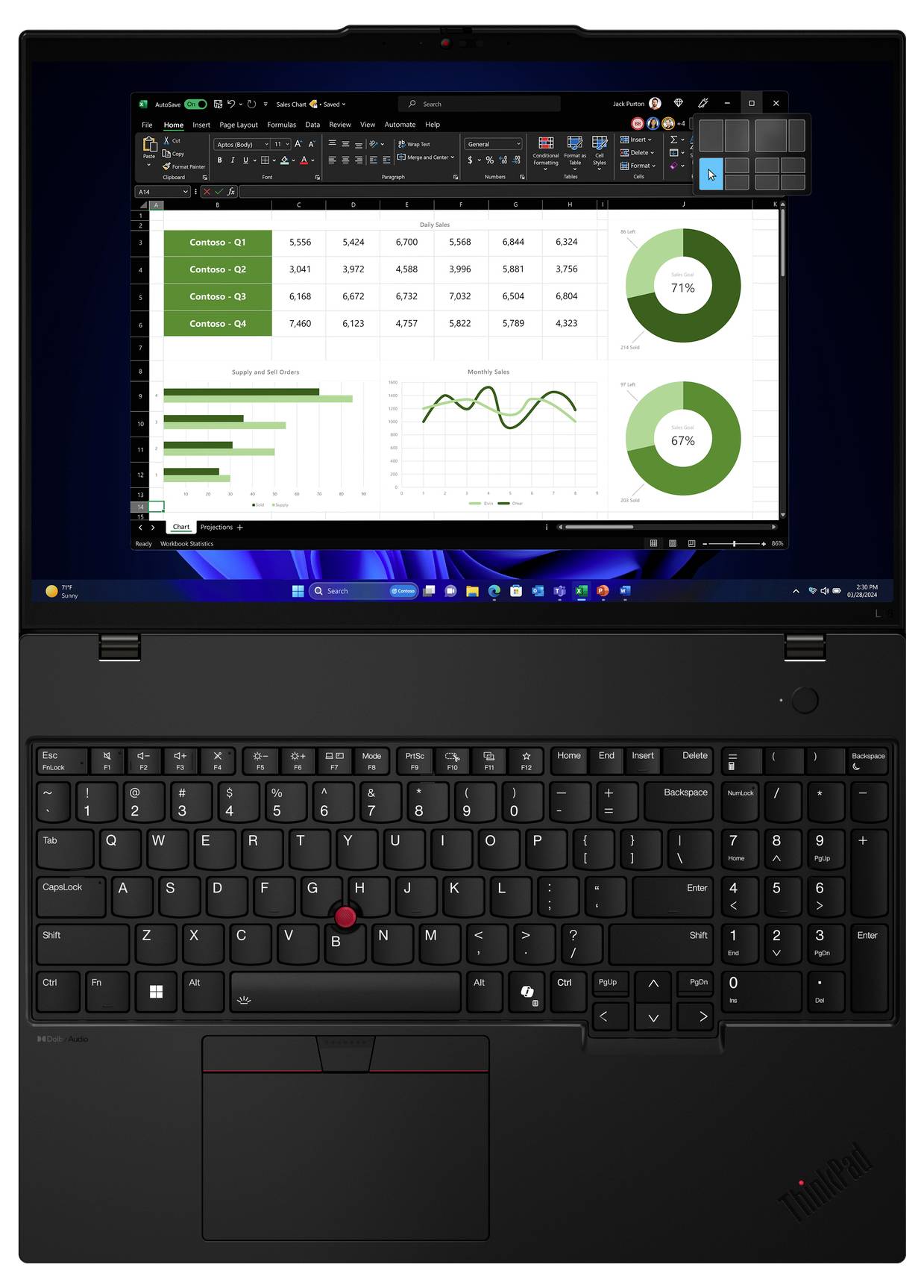 Lenovo Notebook ThinkPad L16 Gen 1 (Intel) 40.6 cm (16 Zoll) Full-HD+ Intel® Core™ Ultra 7 155U 512 GB SSD Deutsch, QWERTZ Schwarz 21L300