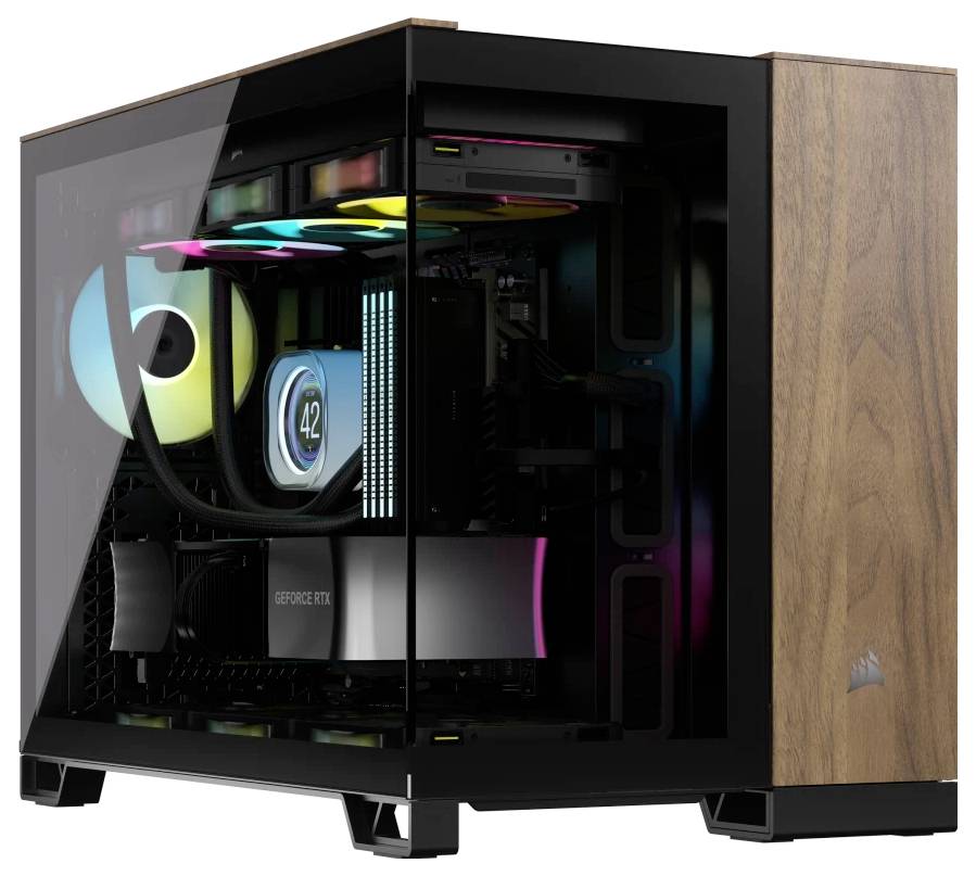 Corsair CC-9011286-WW Midi-Tower PC-Gehäuse Schwarz, Walnuss