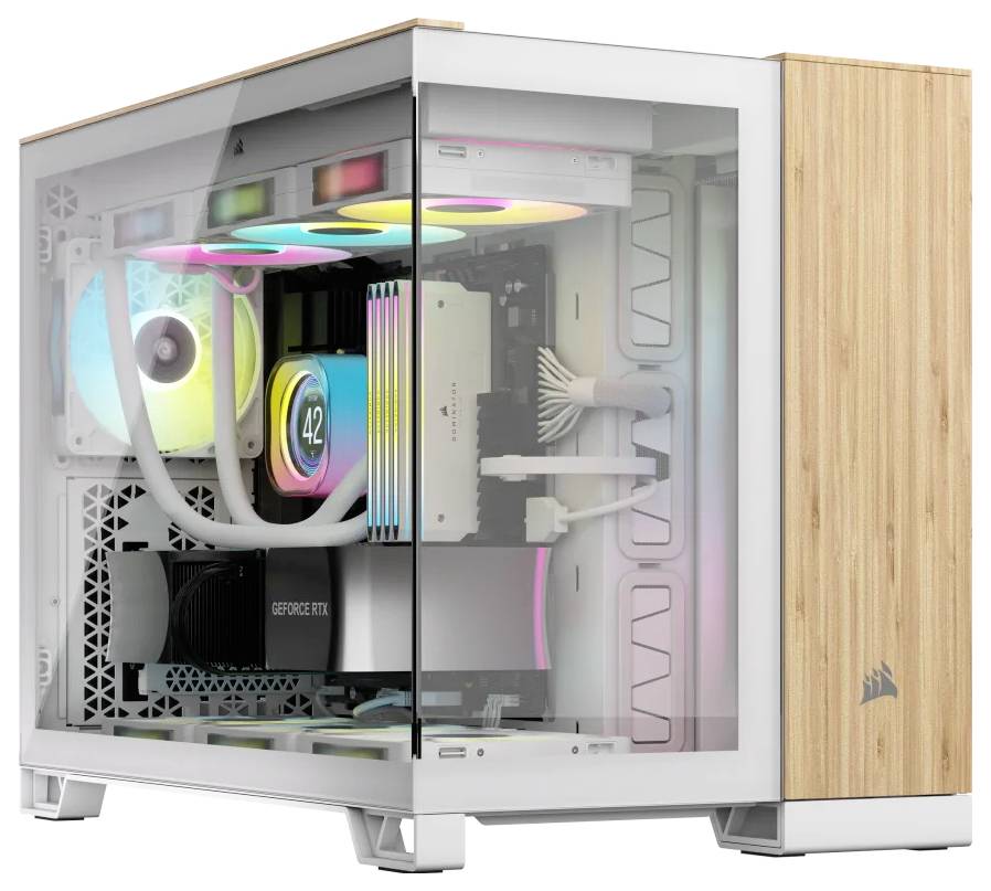 Corsair CC-9011288-WW Midi-Tower PC-Gehäuse Bambus, Weiß