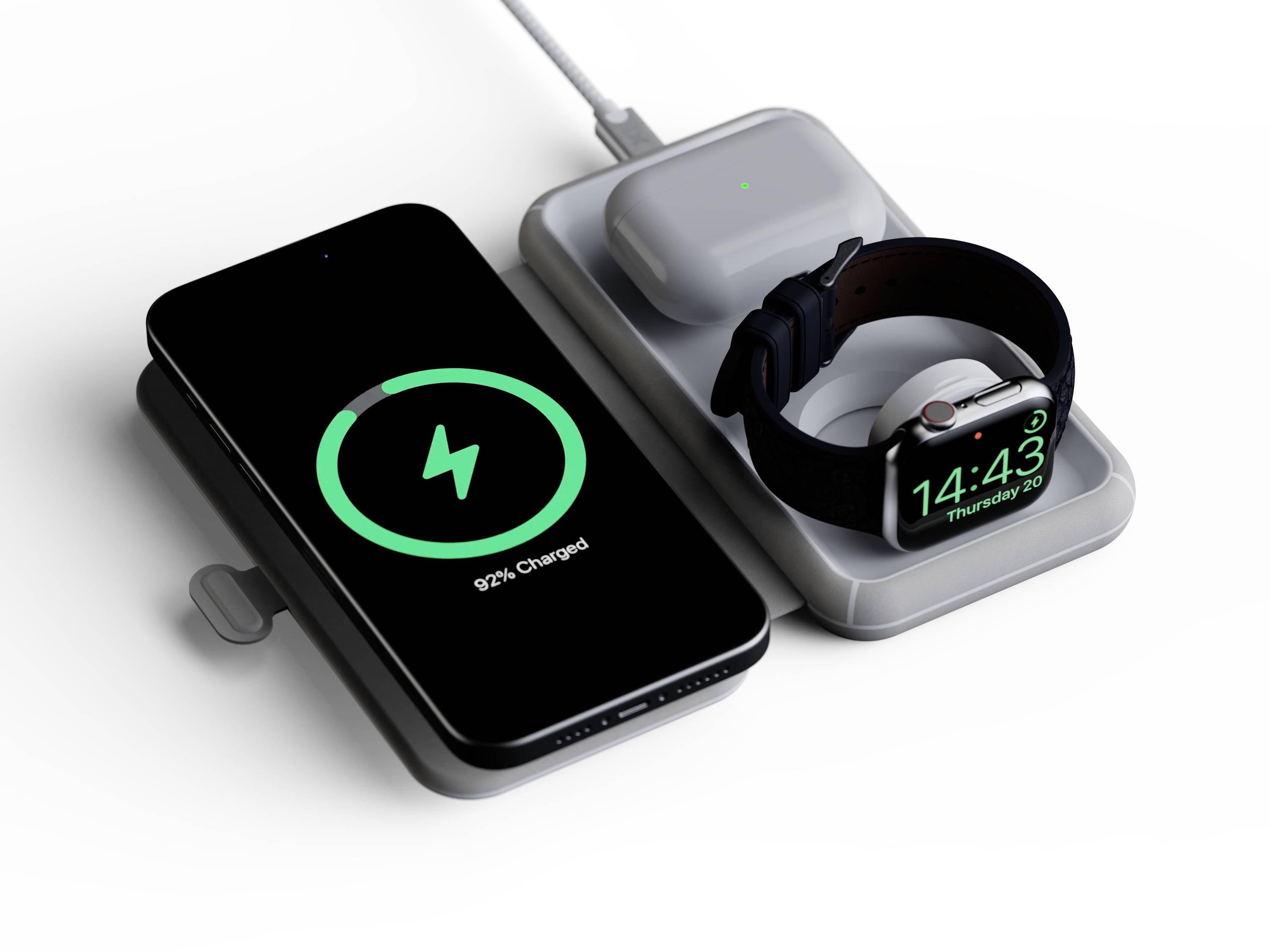 XTORM Induktions-Ladegerät XWF31 3in1 Wireless Charger 64213 Ausgänge Magnetanschluss Grau