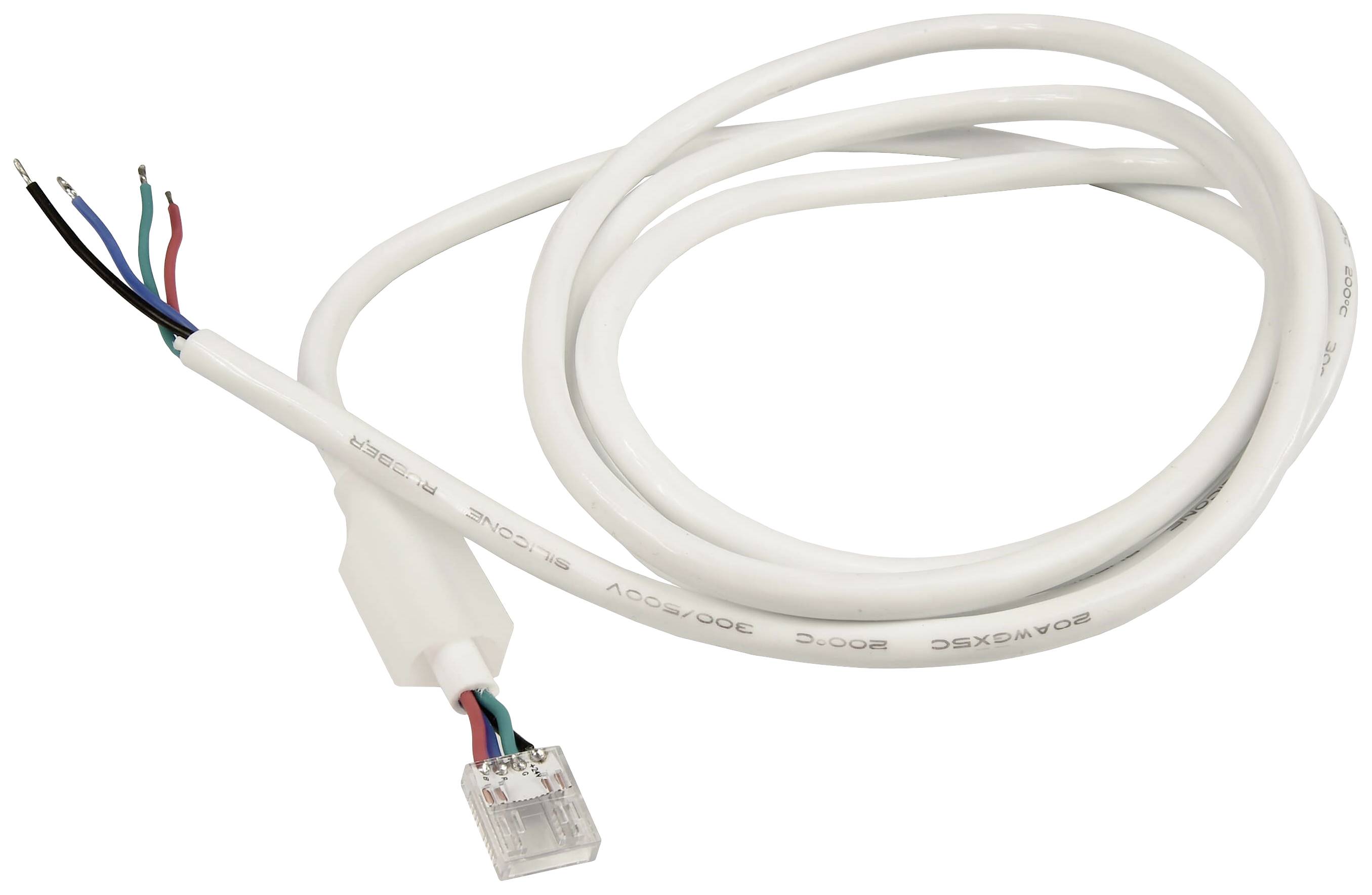 Ein weißes Kabel mit einem RJ45-Stecker und farbigen Adern am offenen Ende. Geeignet für Netzwerkeinstellungen.