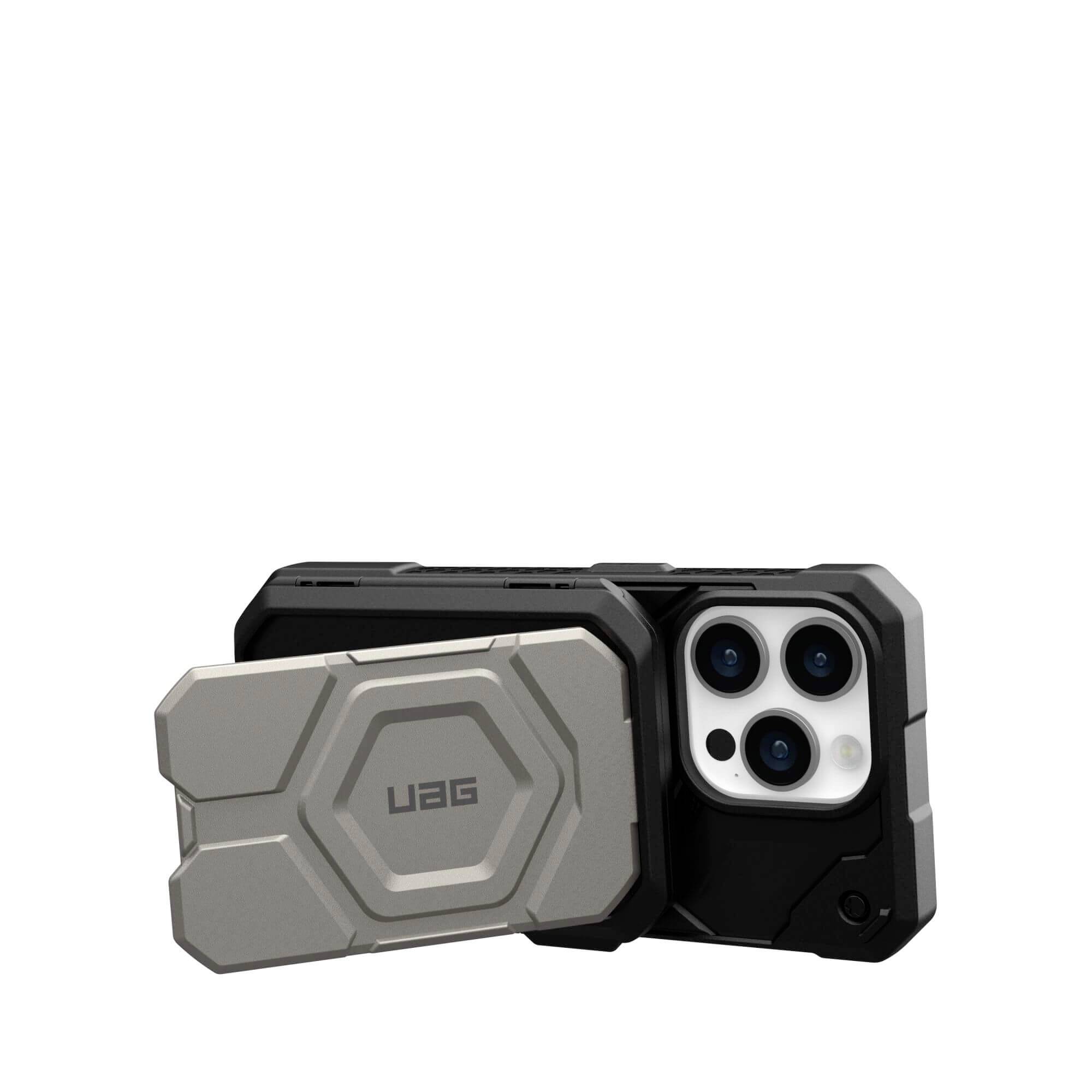 Urban Armor Gear Magnetic Wallet Handy Ständer Schwarz, Silber Passend für Handy-Modell: iPhone 12 mini, iPhone 12, iPhone 12 Pro