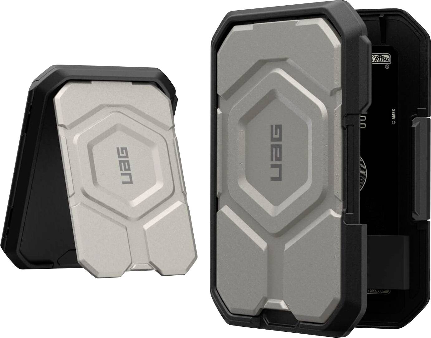 Urban Armor Gear Magnetic Wallet Handy Ständer Schwarz, Silber Passend für Handy-Modell: iPhone 12 mini, iPhone 12, iPhone 12 Pro