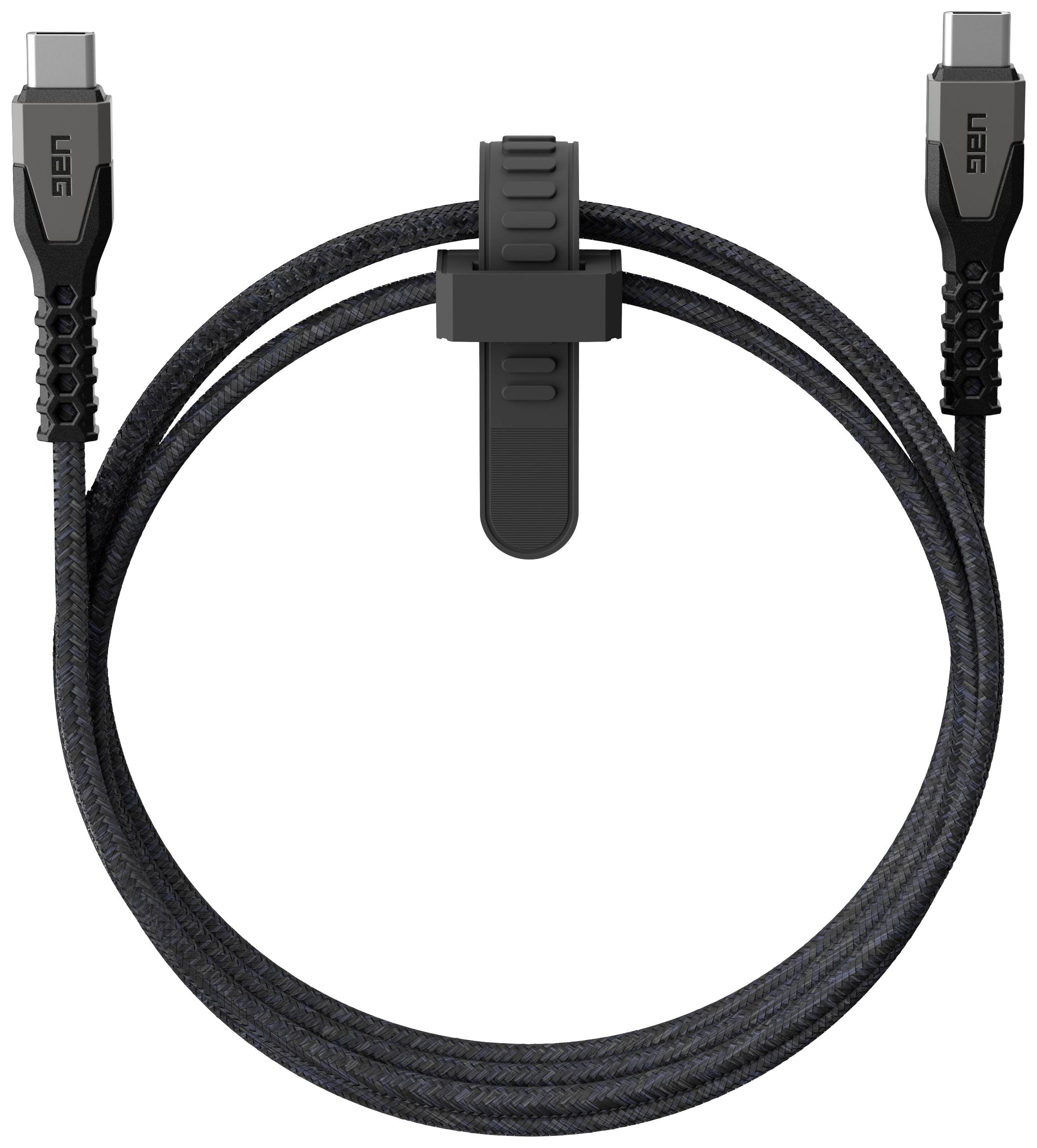 USB-C-Kabel mit geflochtener Ummantelung und Clip zur Kabelorganisation. Ideal für schnelle Datenübertragung und Ladefunktionen.