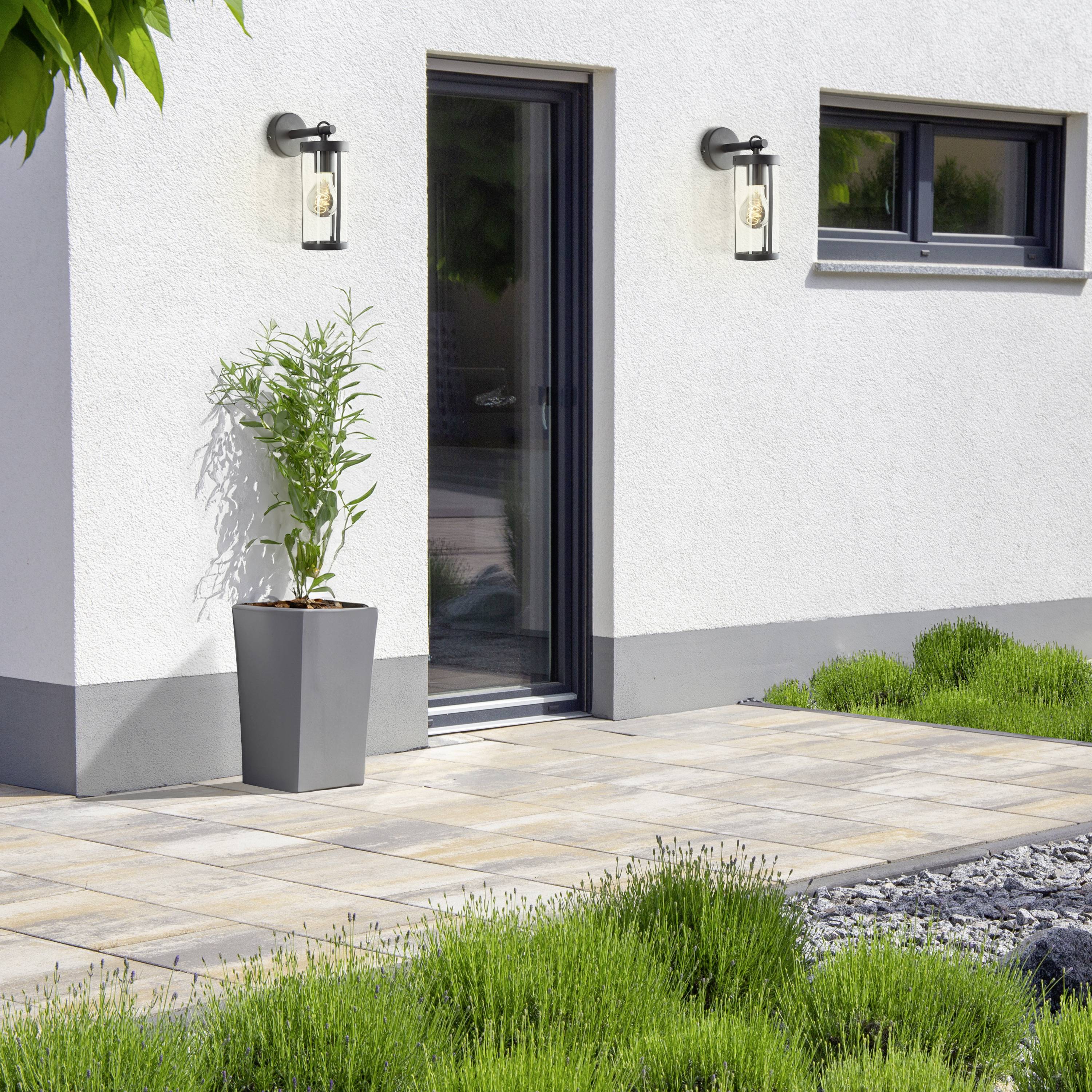 Brilliant Sidney 44290/06 Außenwandleuchte E27 Schwarz, Transparent