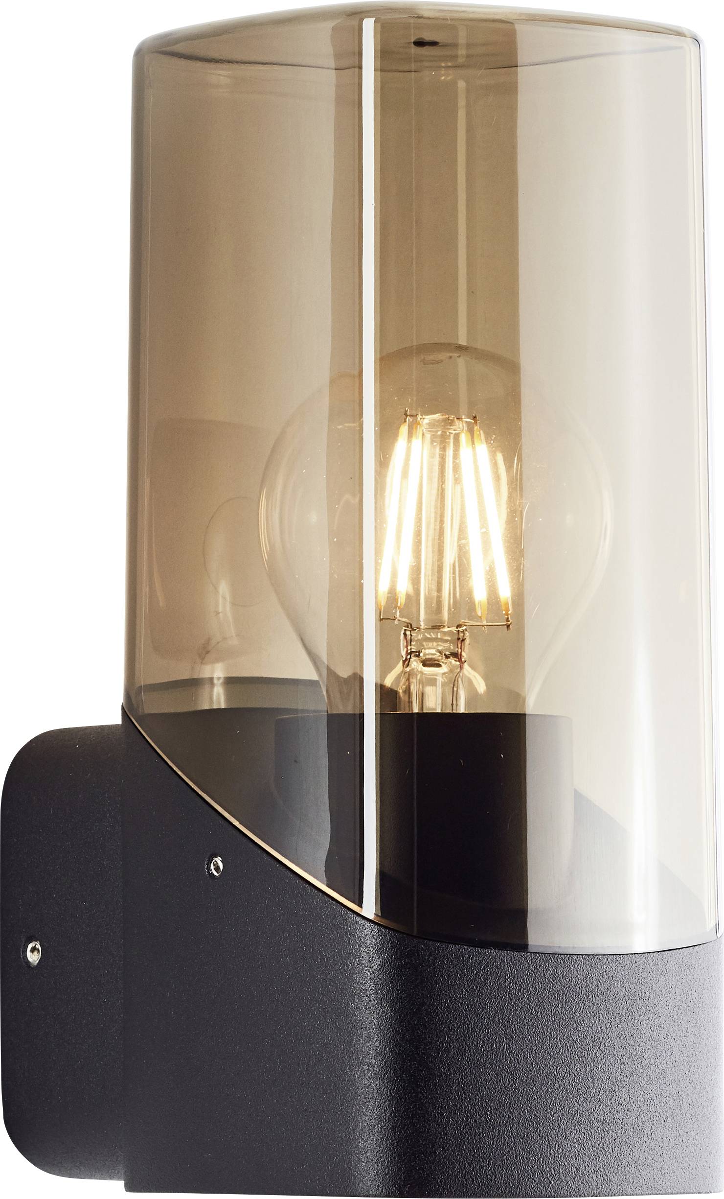 Brilliant Minou 44310/93 Außenwandleuchte E27 Schwarz, Rauchglas