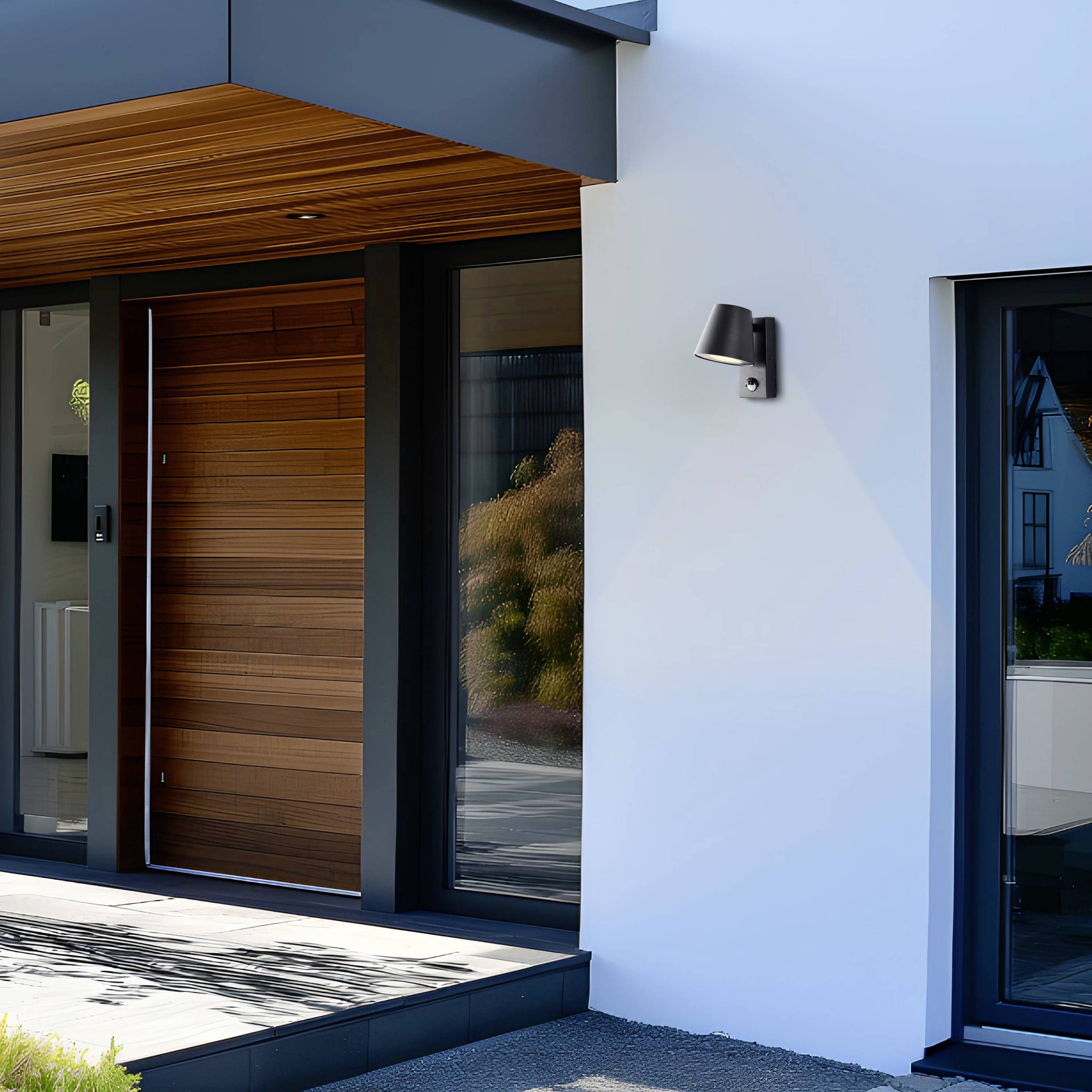 Brilliant Bari 44321/06 Außenwandleuchte mit Bewegungsmelder GU10 Schwarz