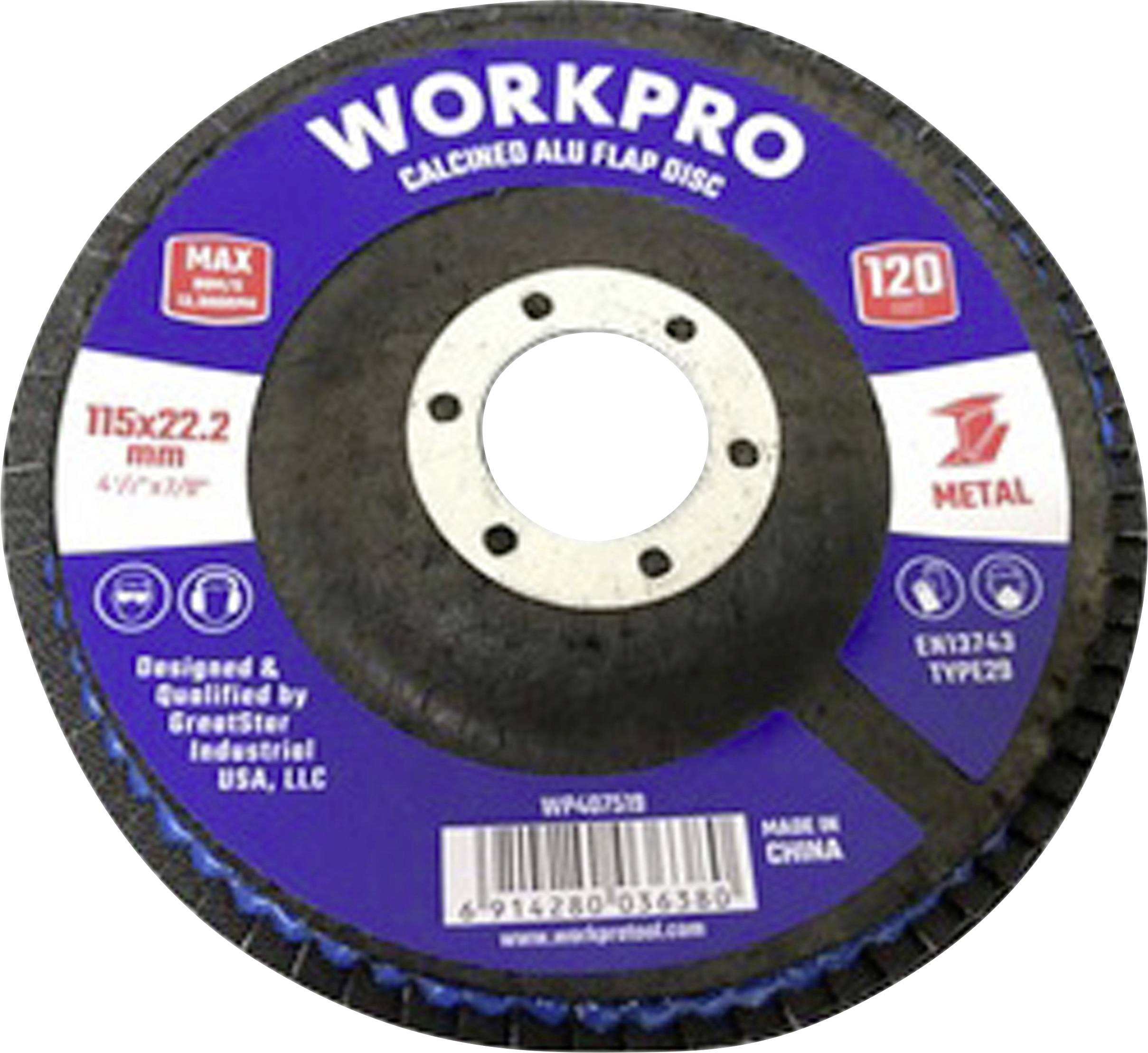 WorkPro WP407519 Fächerschleifscheibe Durchmesser 115mm Bohrungs-Ø 22.2mm 10St.