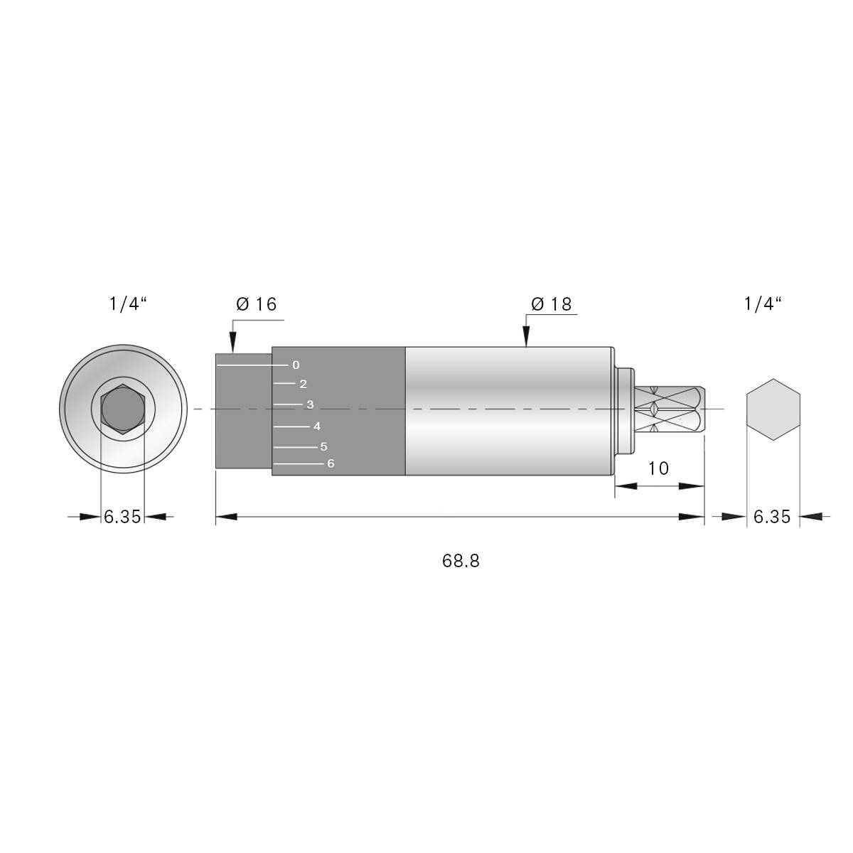 Bernstein Tools for Electronics 4-569 Drehmomentadapter 1/4" (6.3 mm) 2.0 - 6.0 Nm