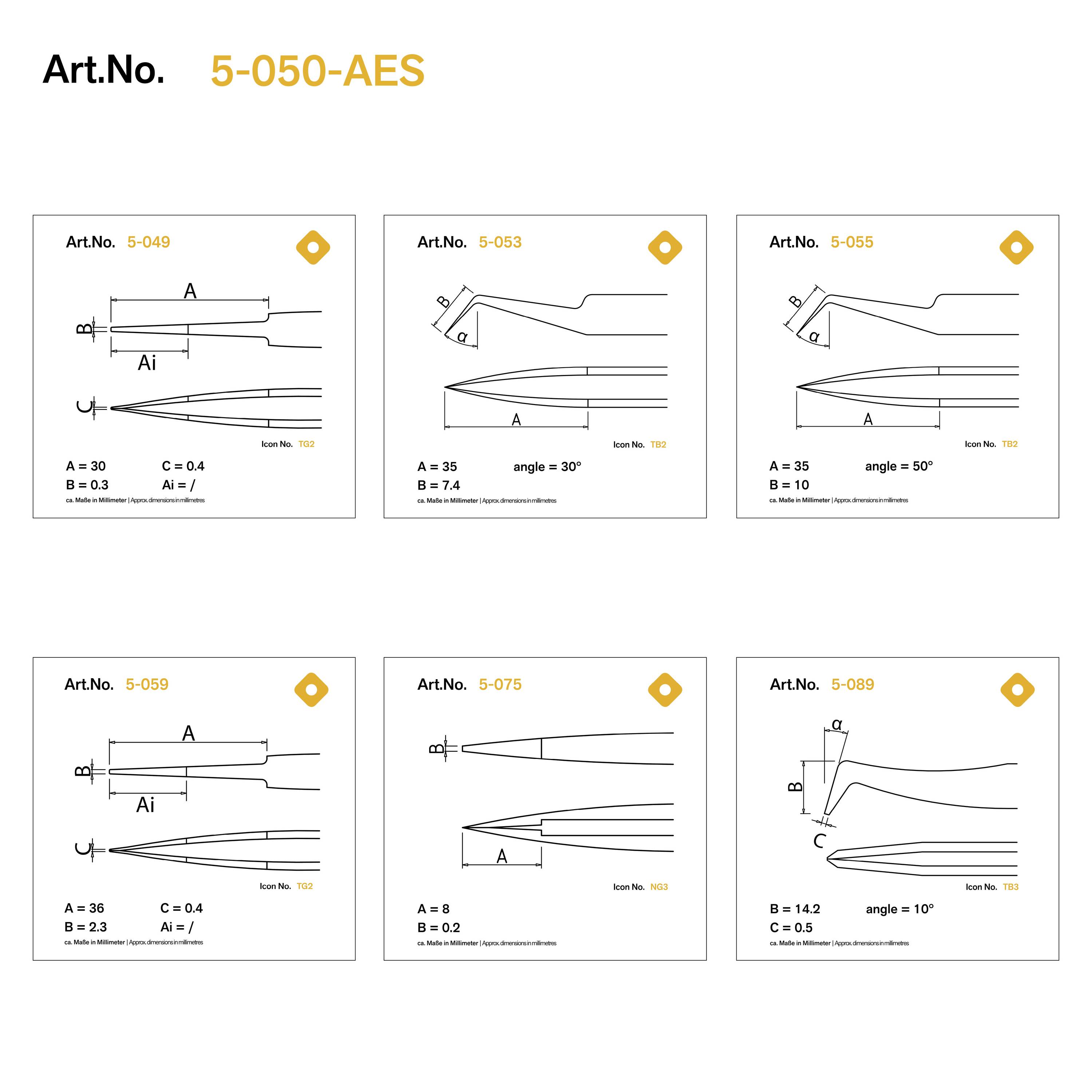 Bernstein Tools for Electronics 5-050-AES Universal Pinzetten-Set 6teilig