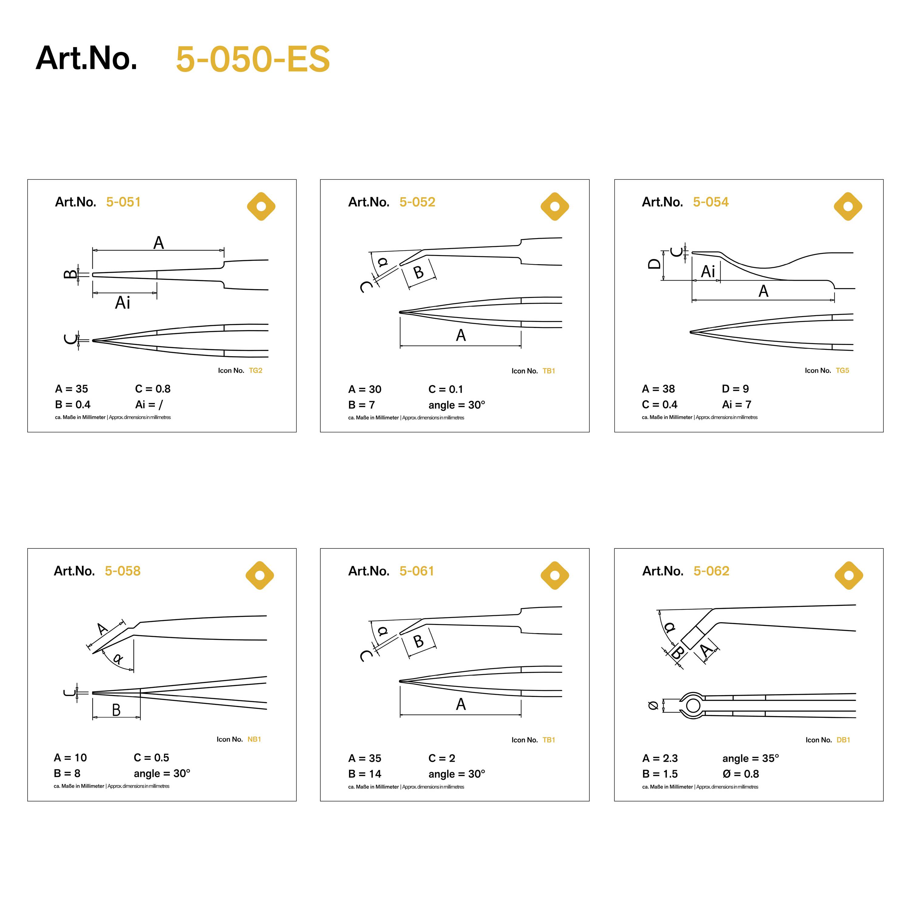 Bernstein Tools for Electronics 5-050-ES Universal Pinzetten-Set 6teilig