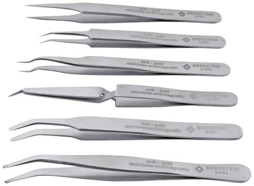 BERNSTEIN Tools for Electronics 5-050-ES Universal Pinzetten-Set 6teilig