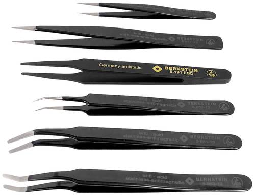 BERNSTEIN Tools for Electronics 5-060-AES ESD, Universal Pinzetten-Set 6teilig