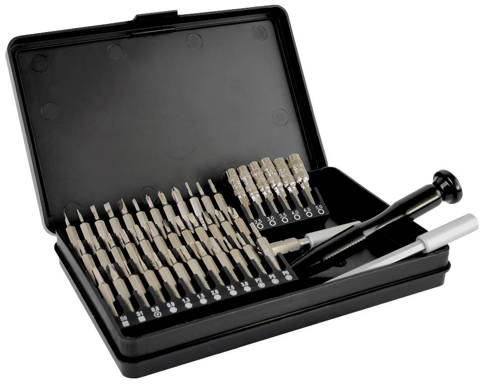Bernstein Tools for Electronics 6-350 Bit-Box 45teilig Schlitz, Kreuzschlitz Phillips, T-Profil, Sechskant, Pentalobe