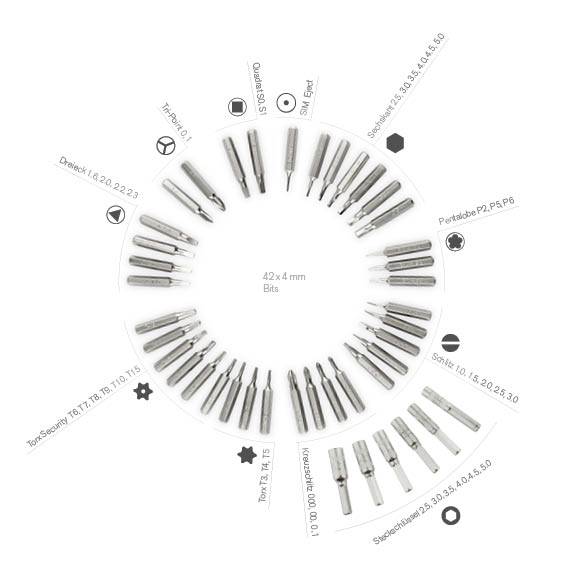 Bernstein Tools for Electronics 6-350 Bit-Box 45teilig Schlitz, Kreuzschlitz Phillips, T-Profil, Sechskant, Pentalobe